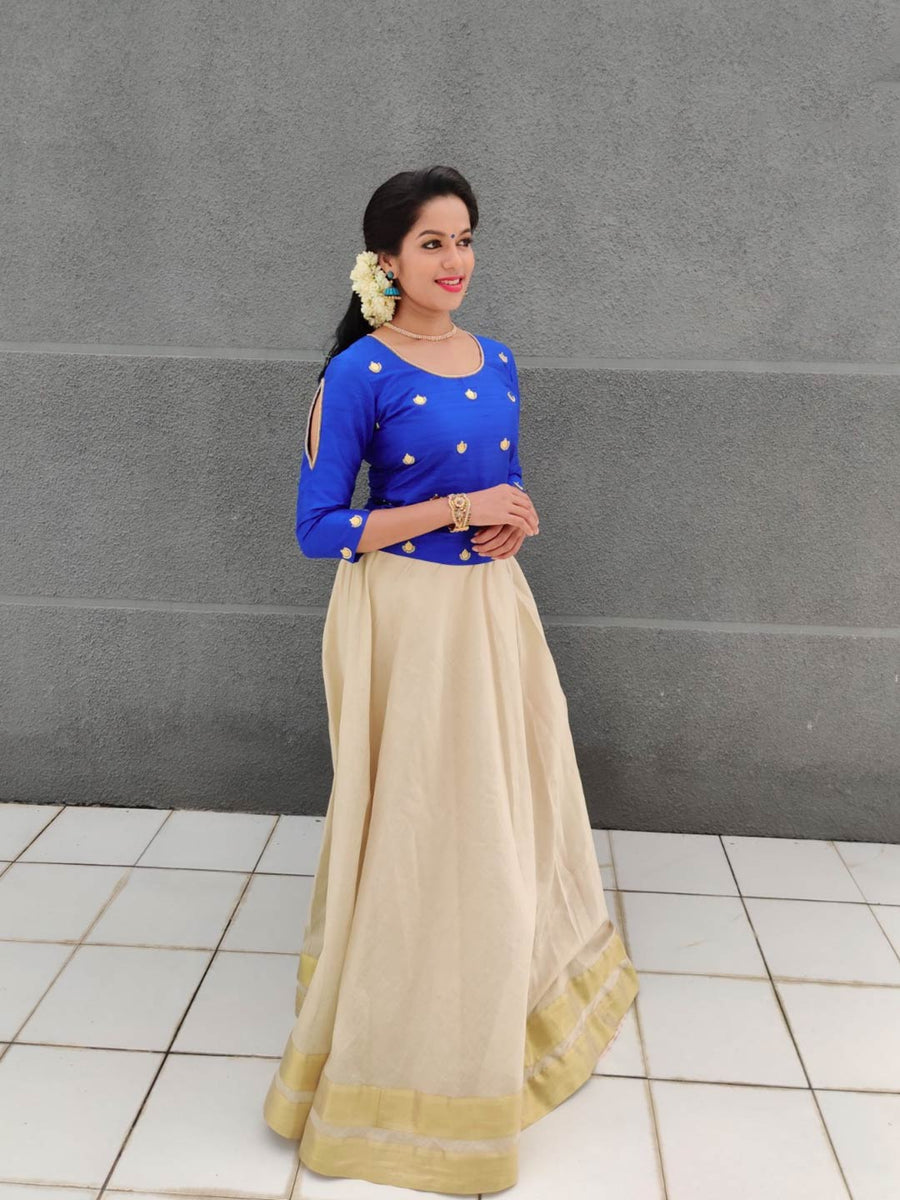 Kerala Skirt And Coin Work Blouse Vedhika Fashion Studio