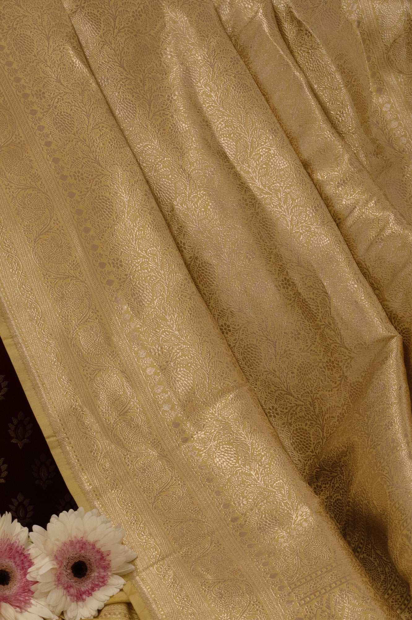 Golden Banarasi Silk Saree