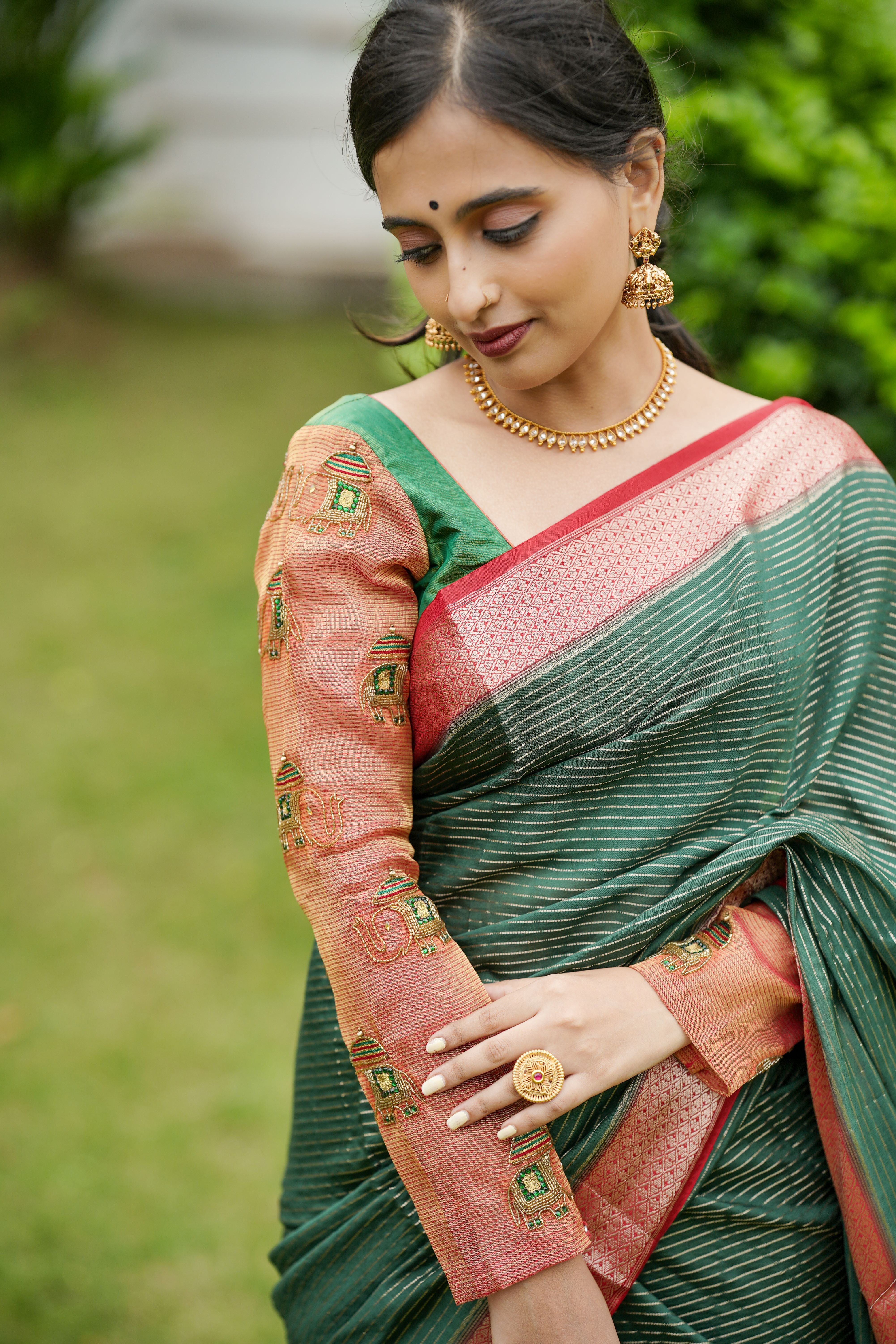 Dark forest green sarI
