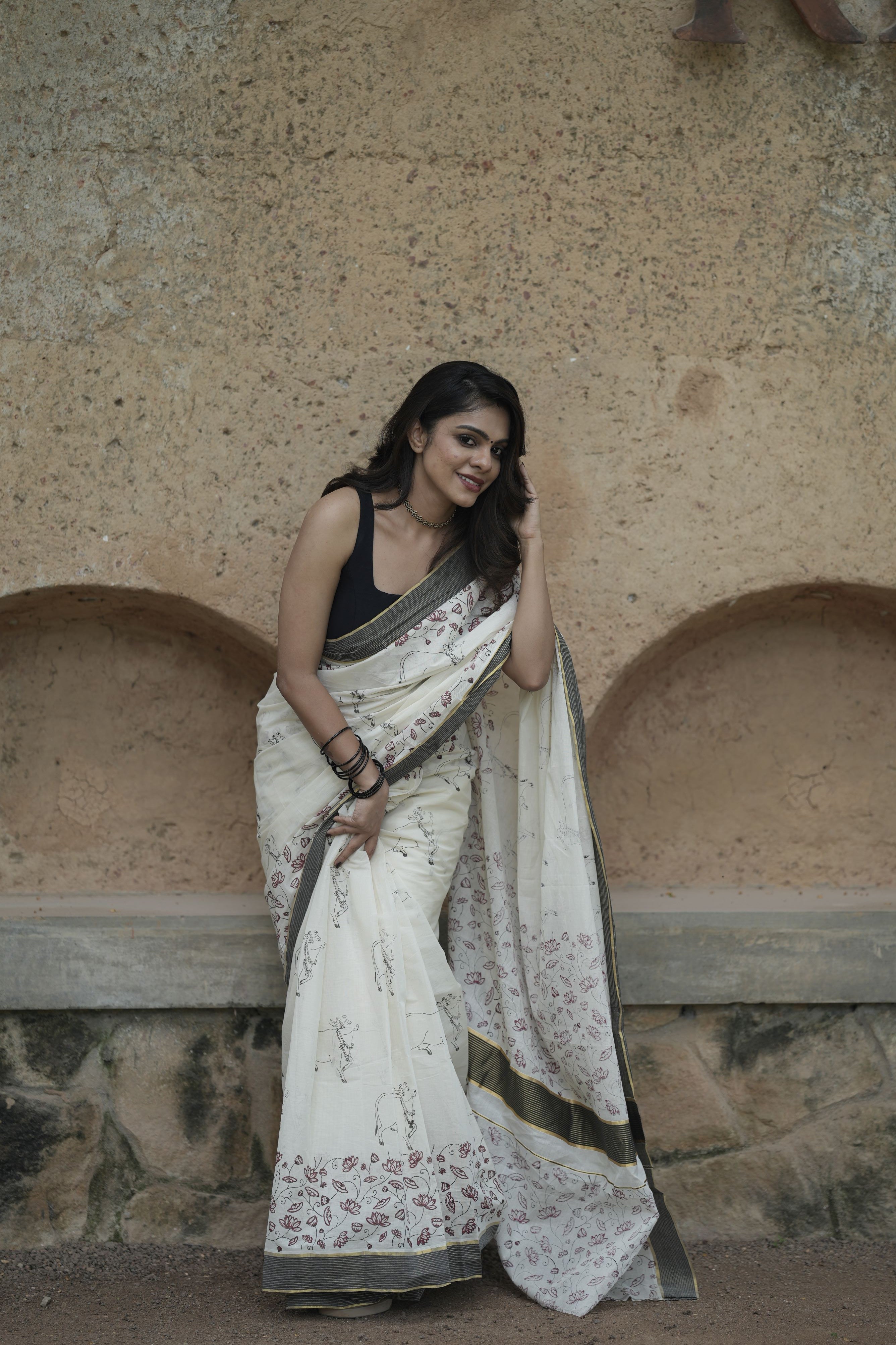 Pichwai Hand block print saree