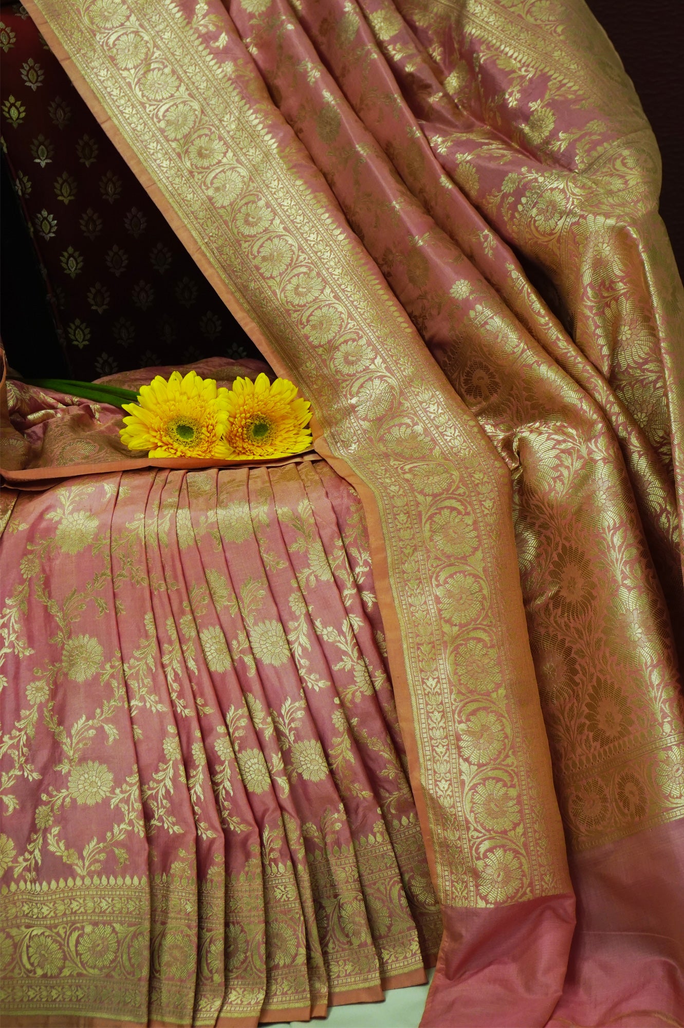Baby Pink Banarasi Silk Saree