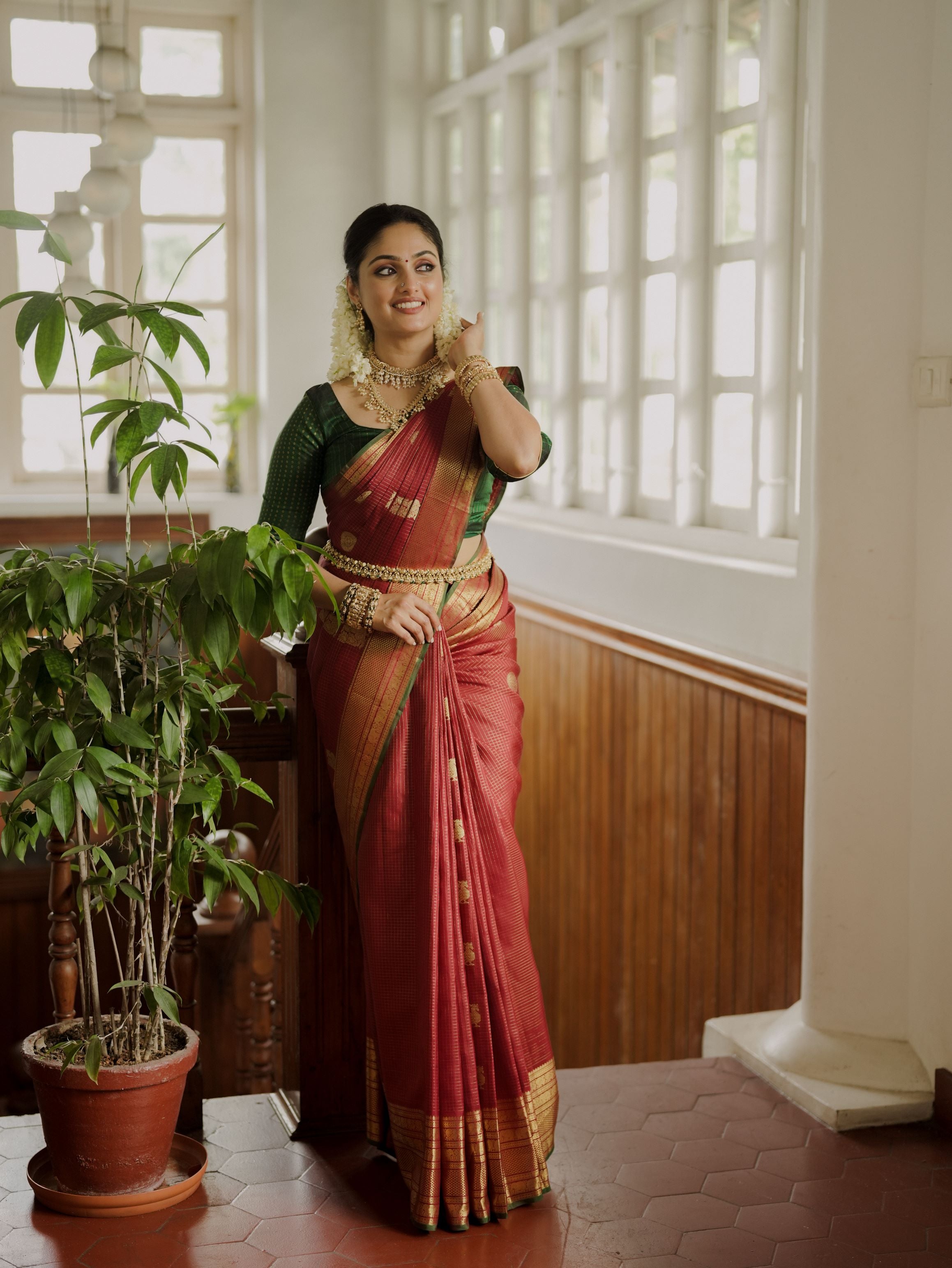 Arakku Red Kattam Design Bridal Sari