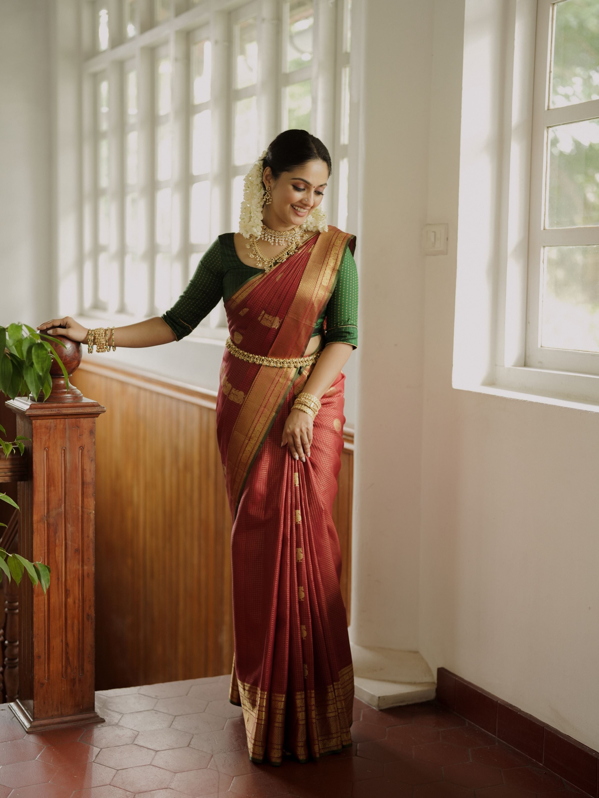 Arakku Red Kattam Design Bridal Sari