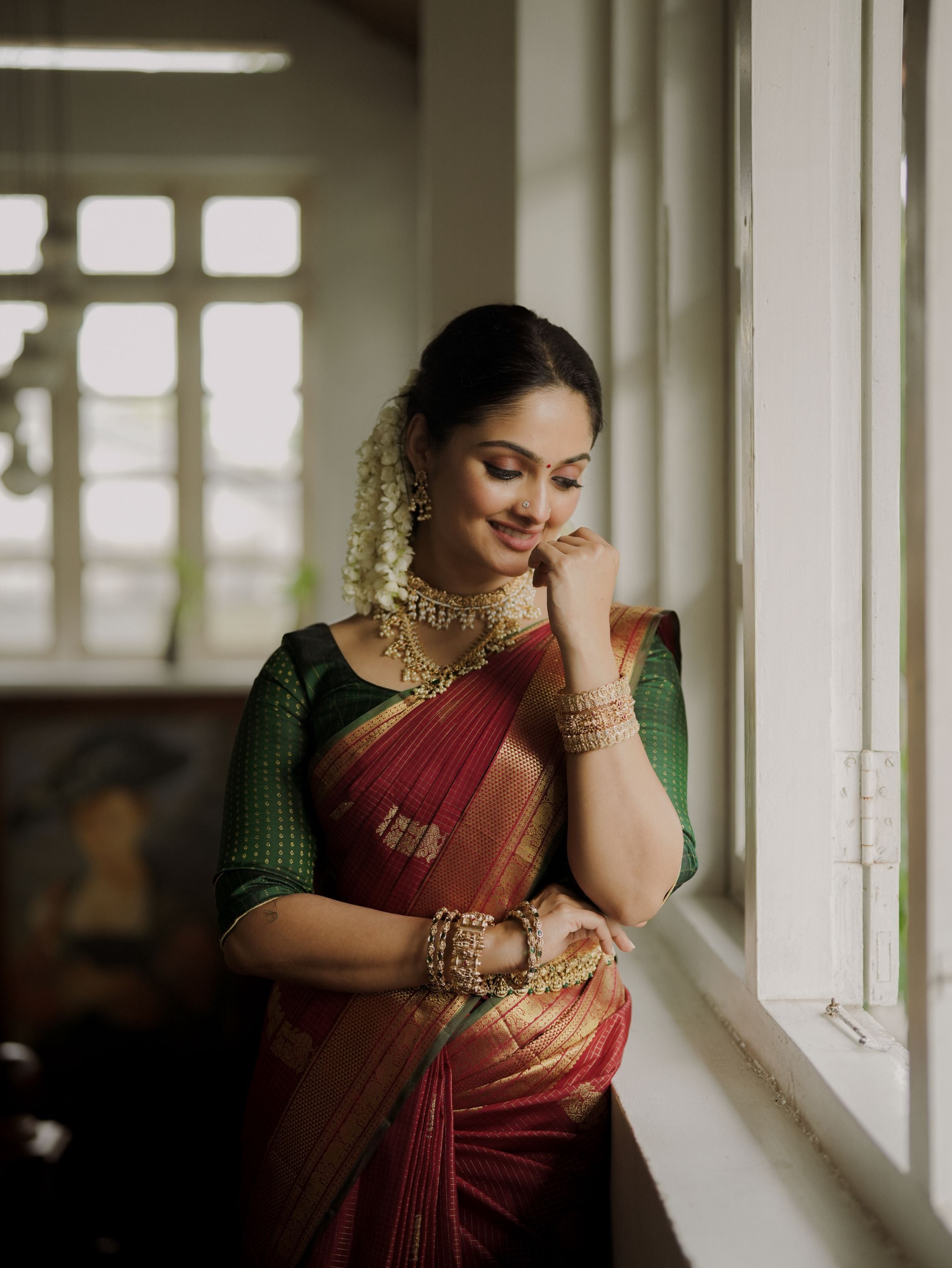 Arakku Red Kattam Design Bridal Sari