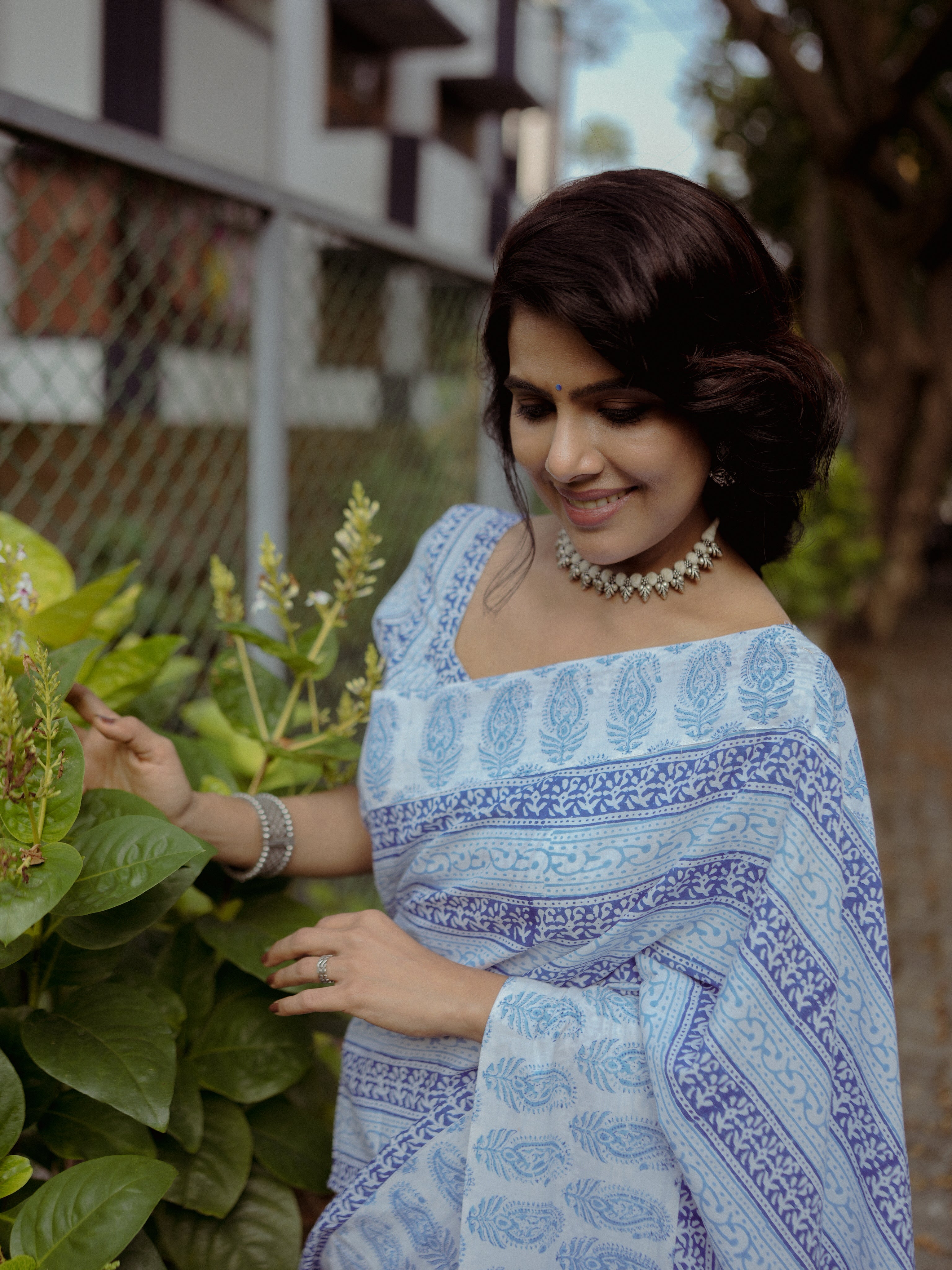 Blue mango cotton sari