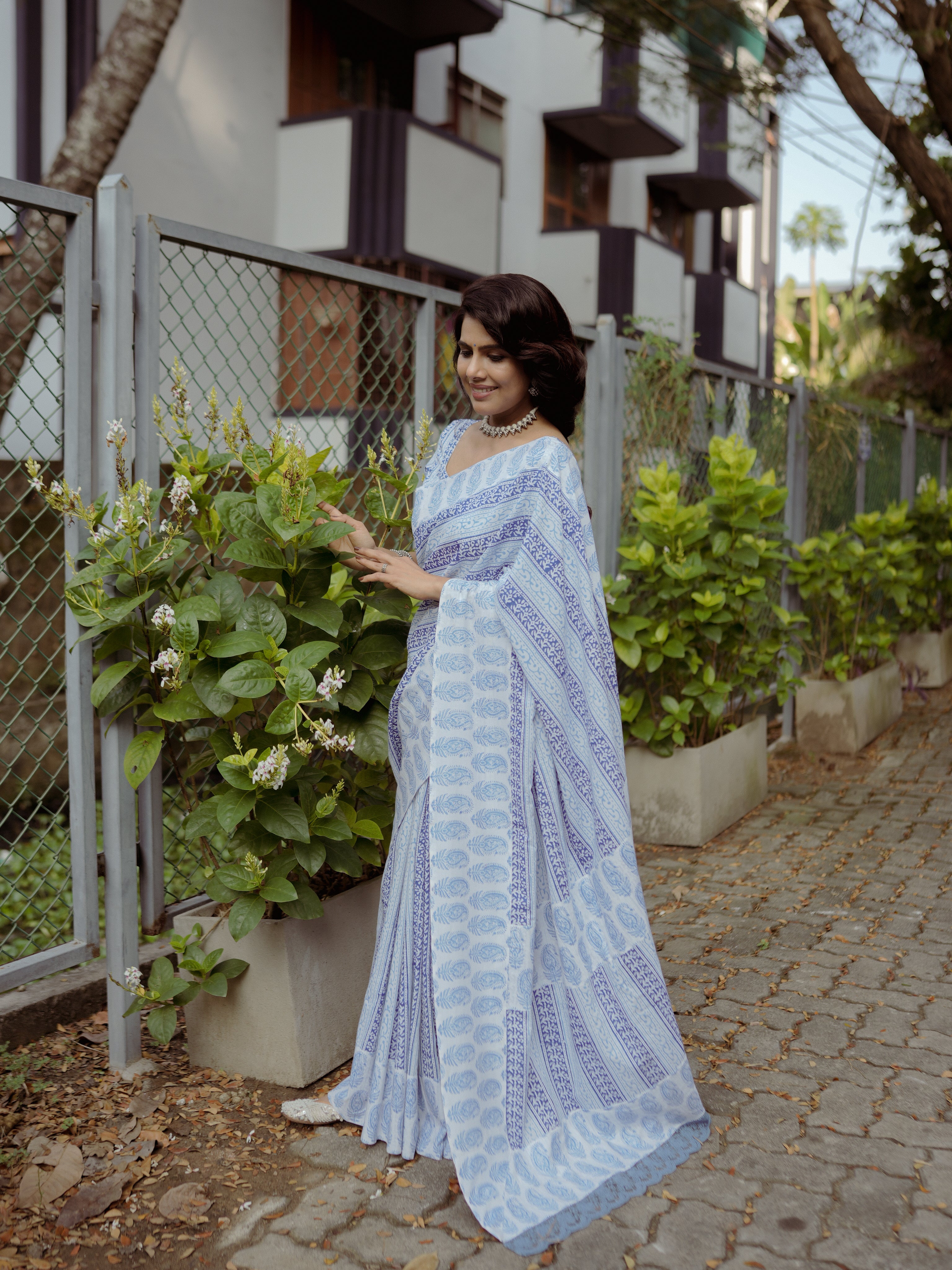 Blue mango cotton sari