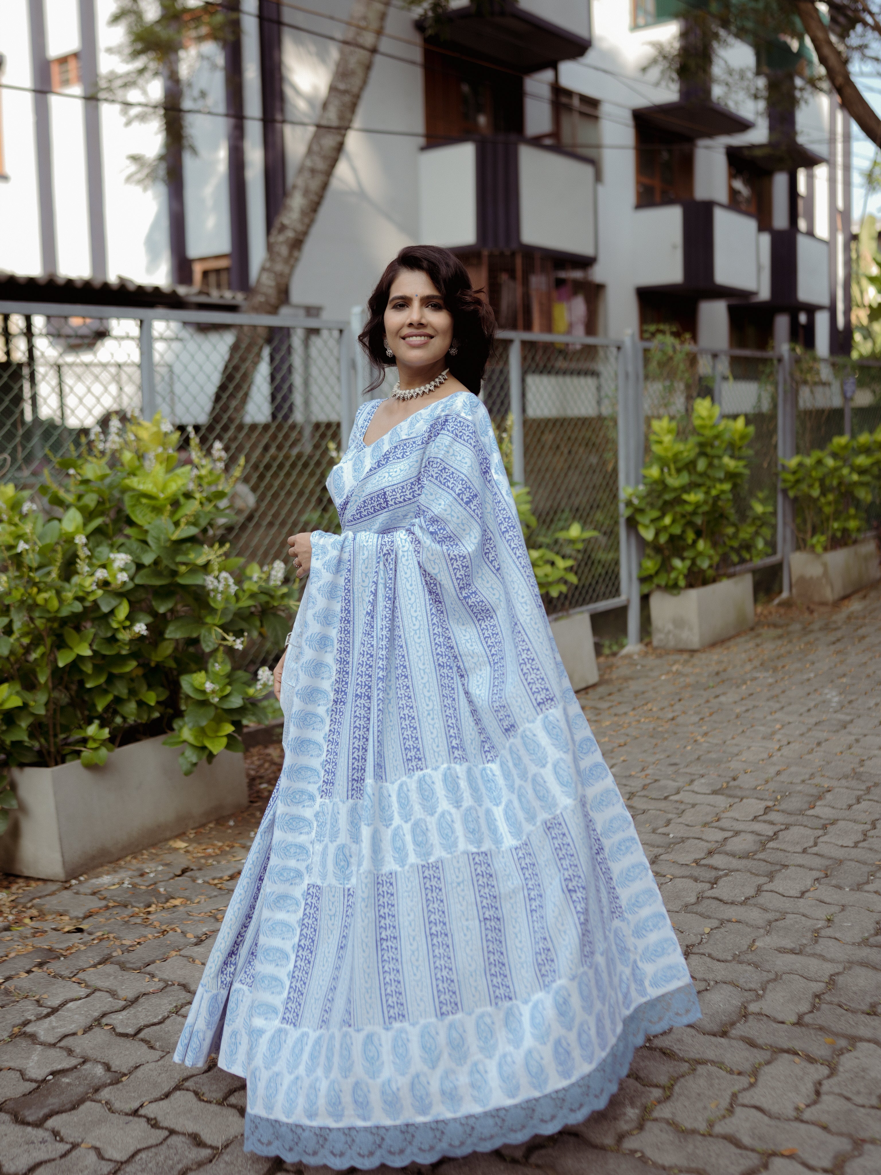 Blue mango cotton sari