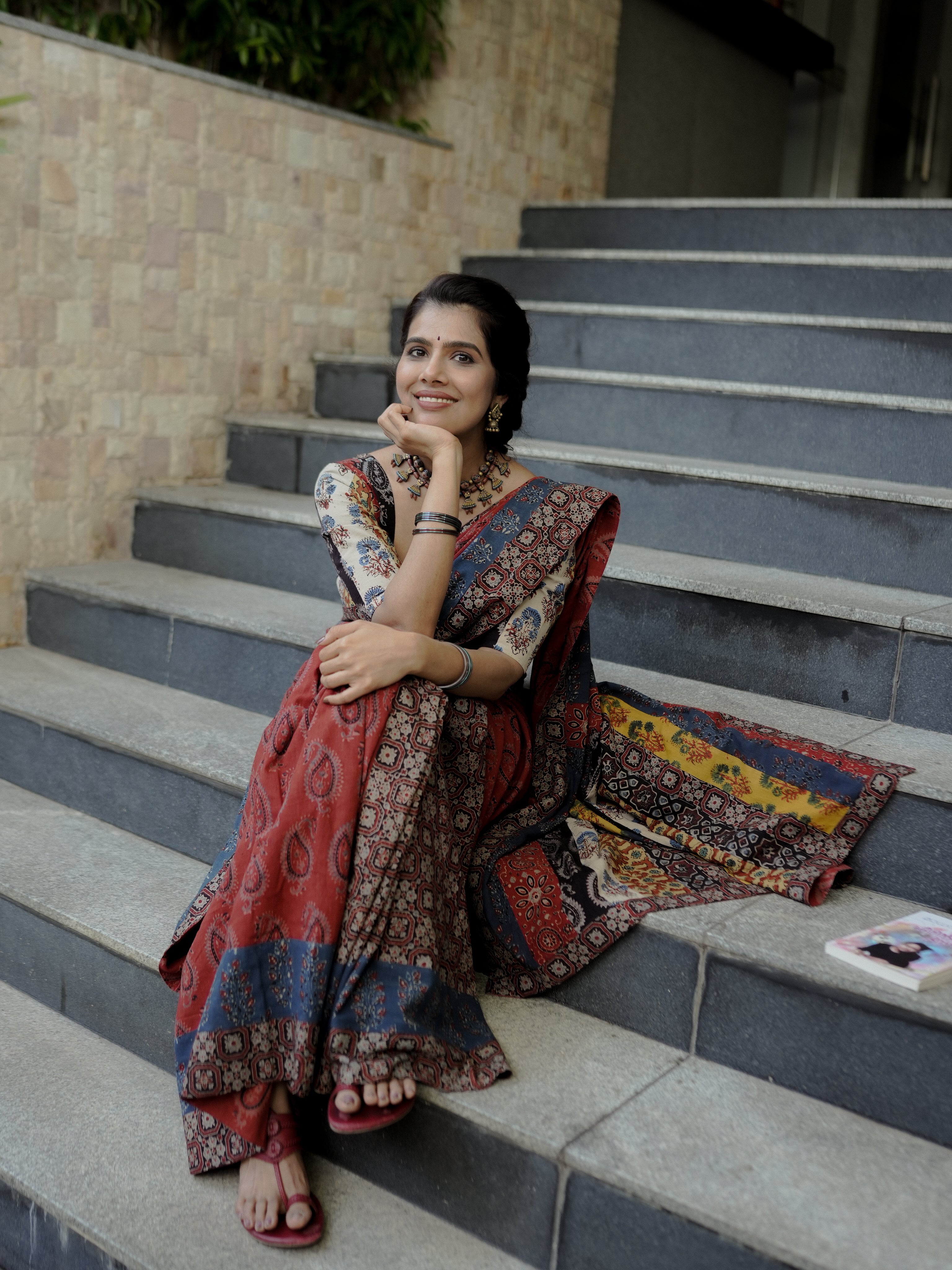 Multicolor Ajrakh sari