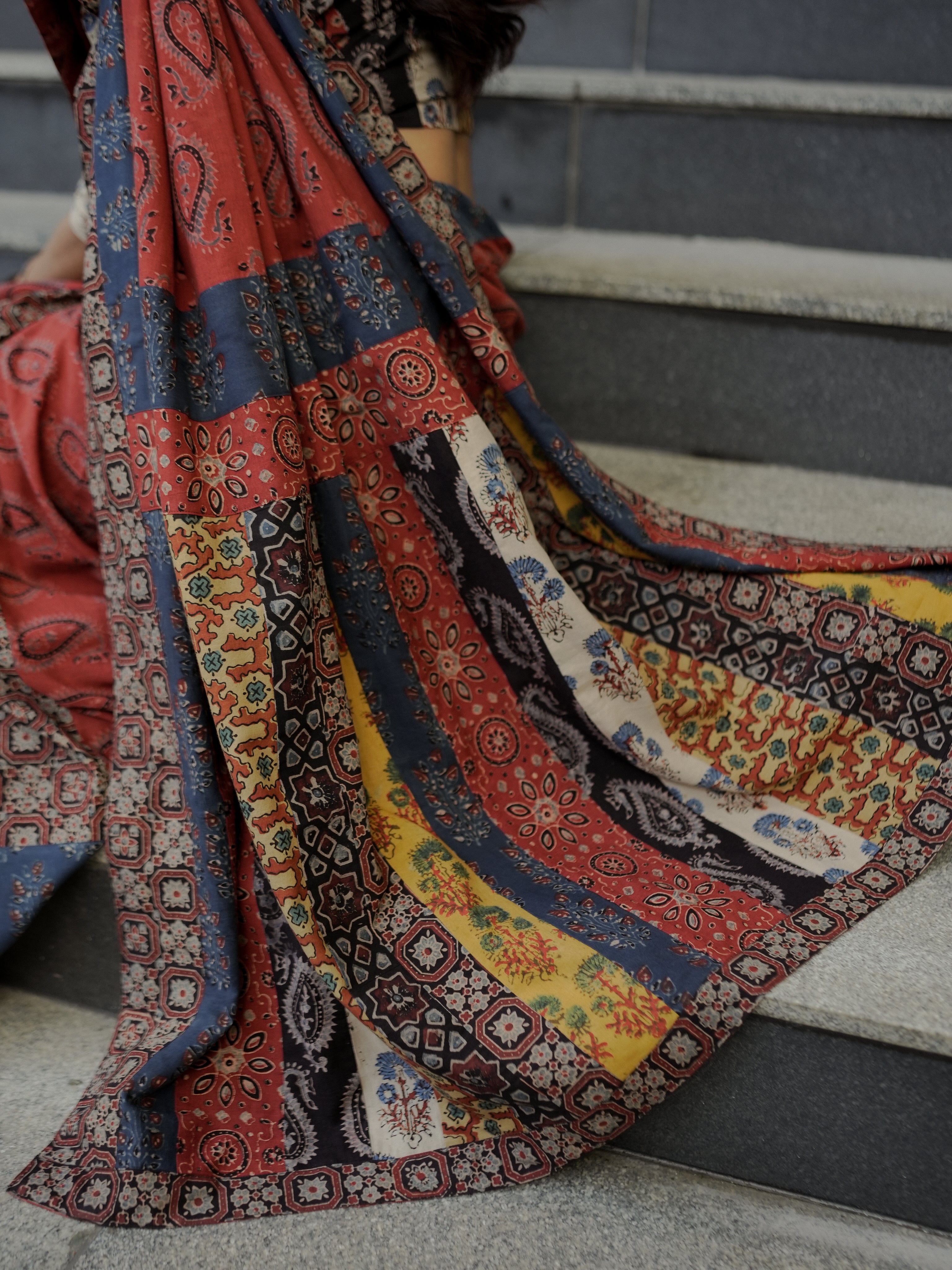 Multicolor Ajrakh sari