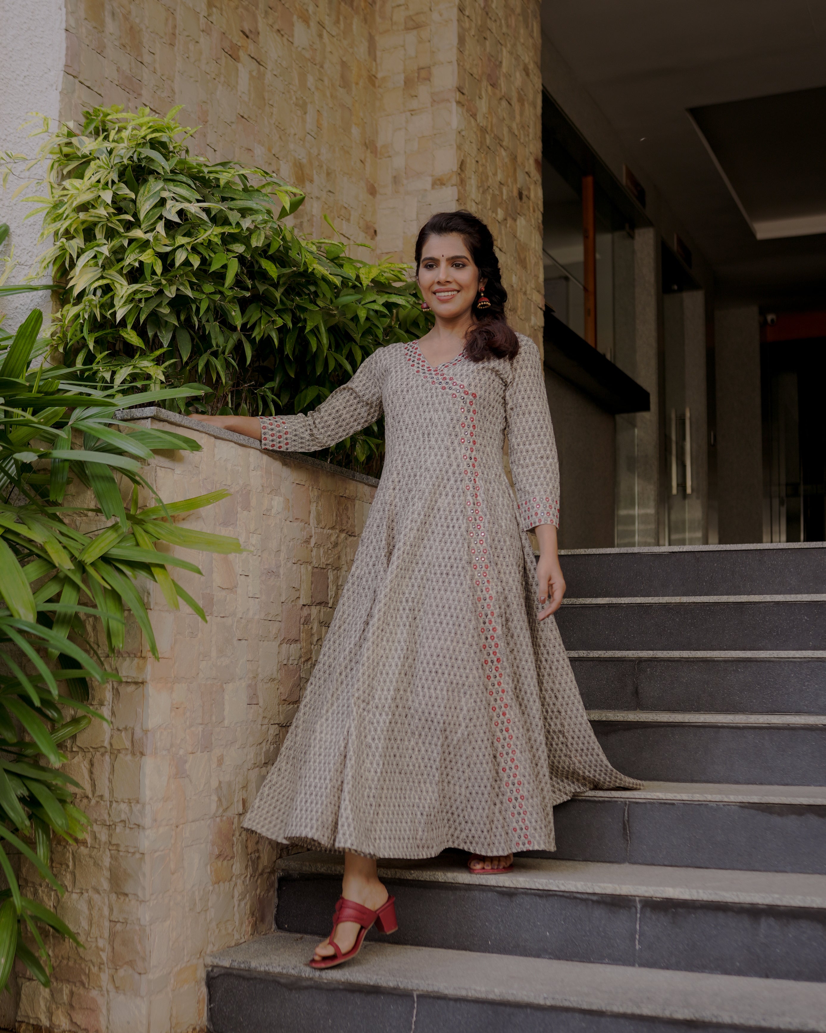 Bagru Print Anarkali Kurti