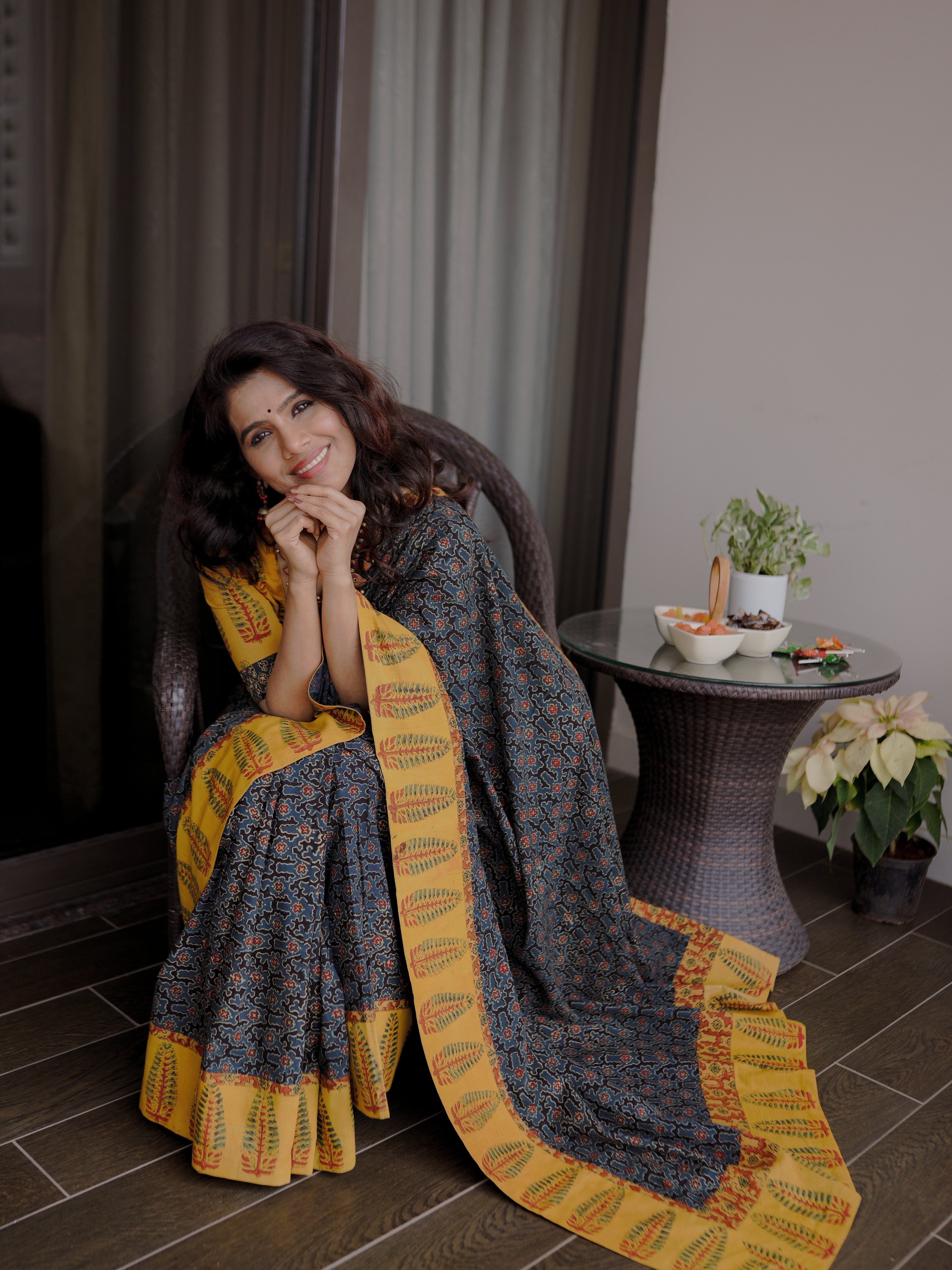 Handcrafted  Ajrakh saree