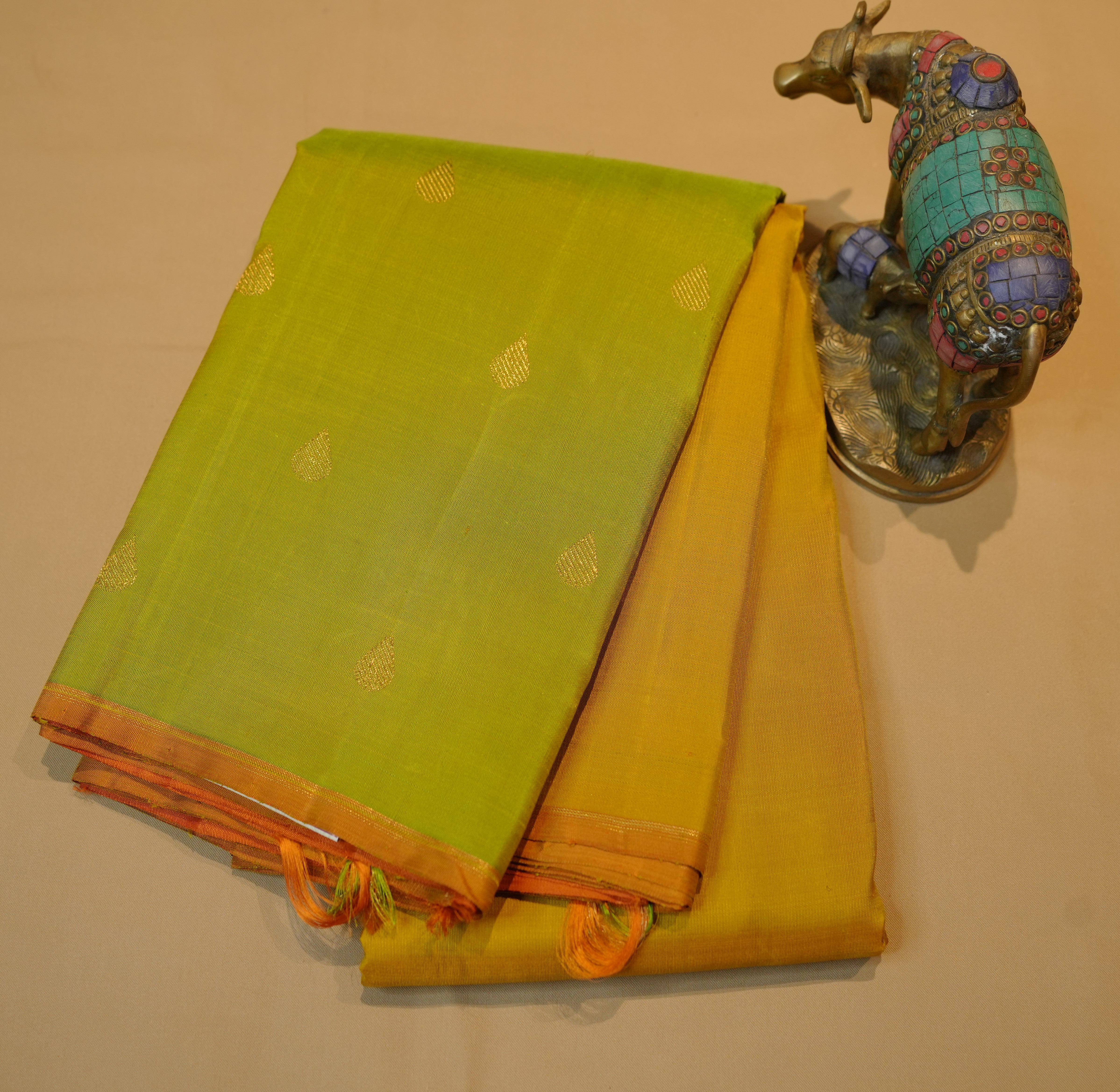 Lime Green Kanjivaram Saree