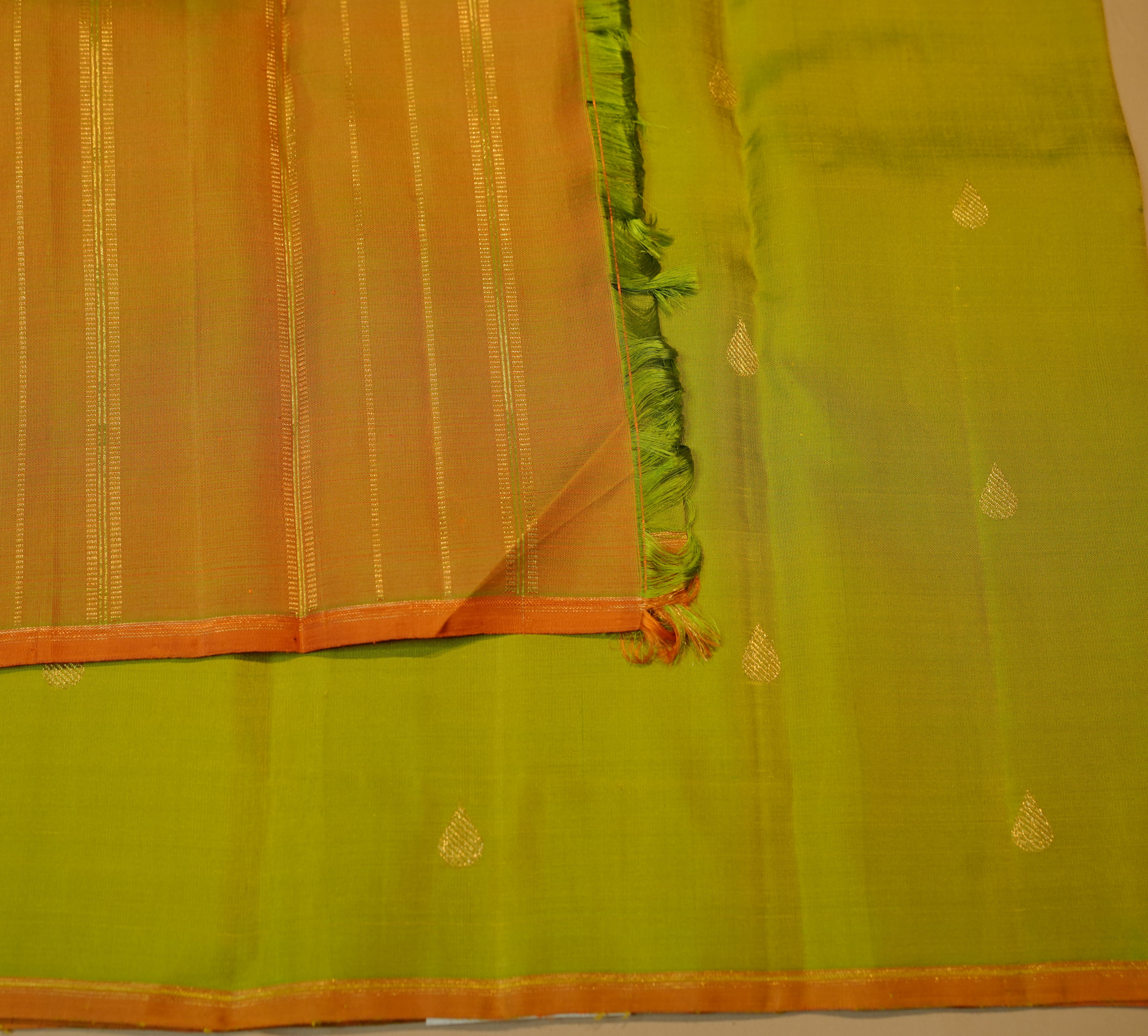 Lime Green Kanjivaram Saree