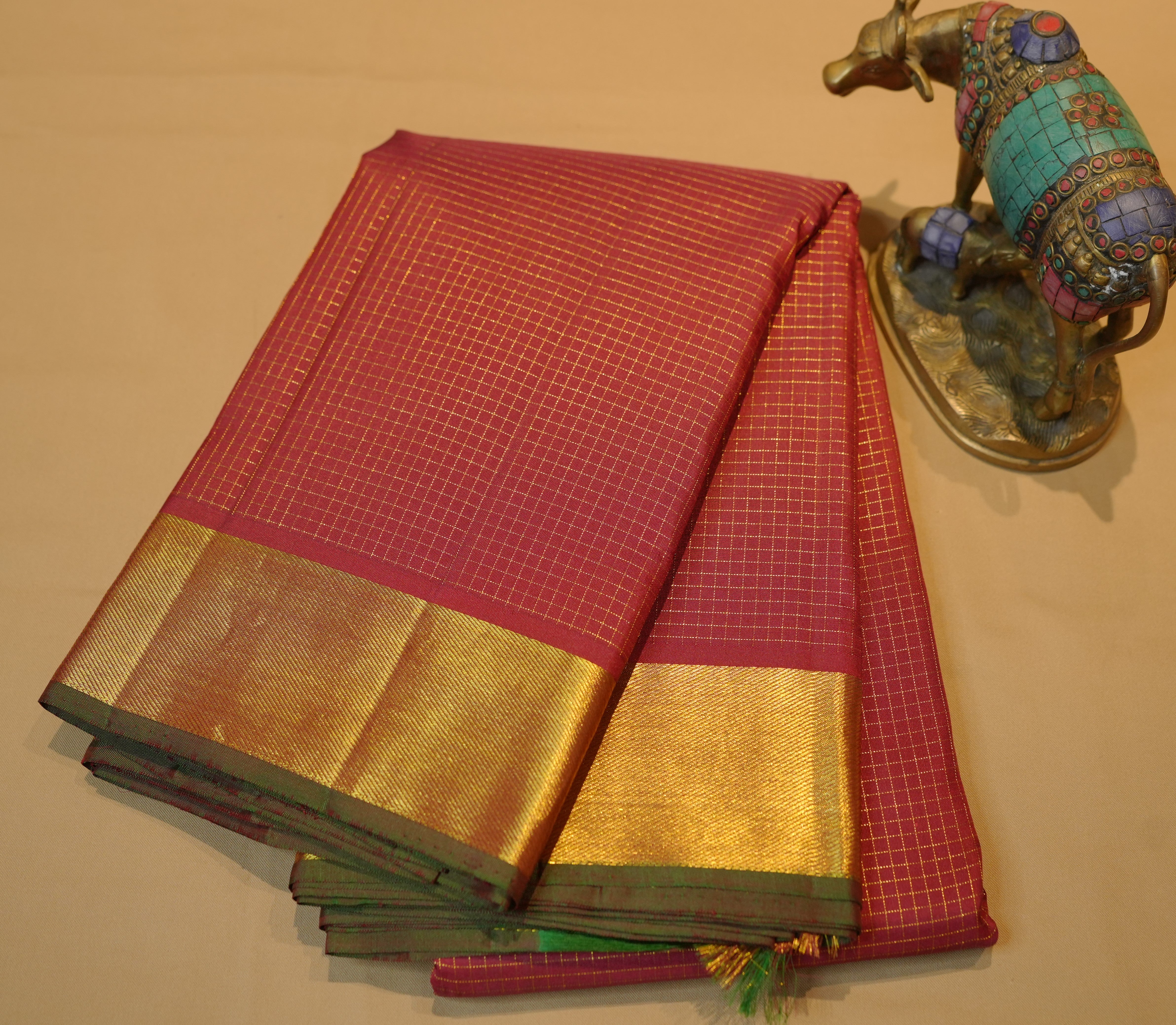 Red Check Kanjivaram