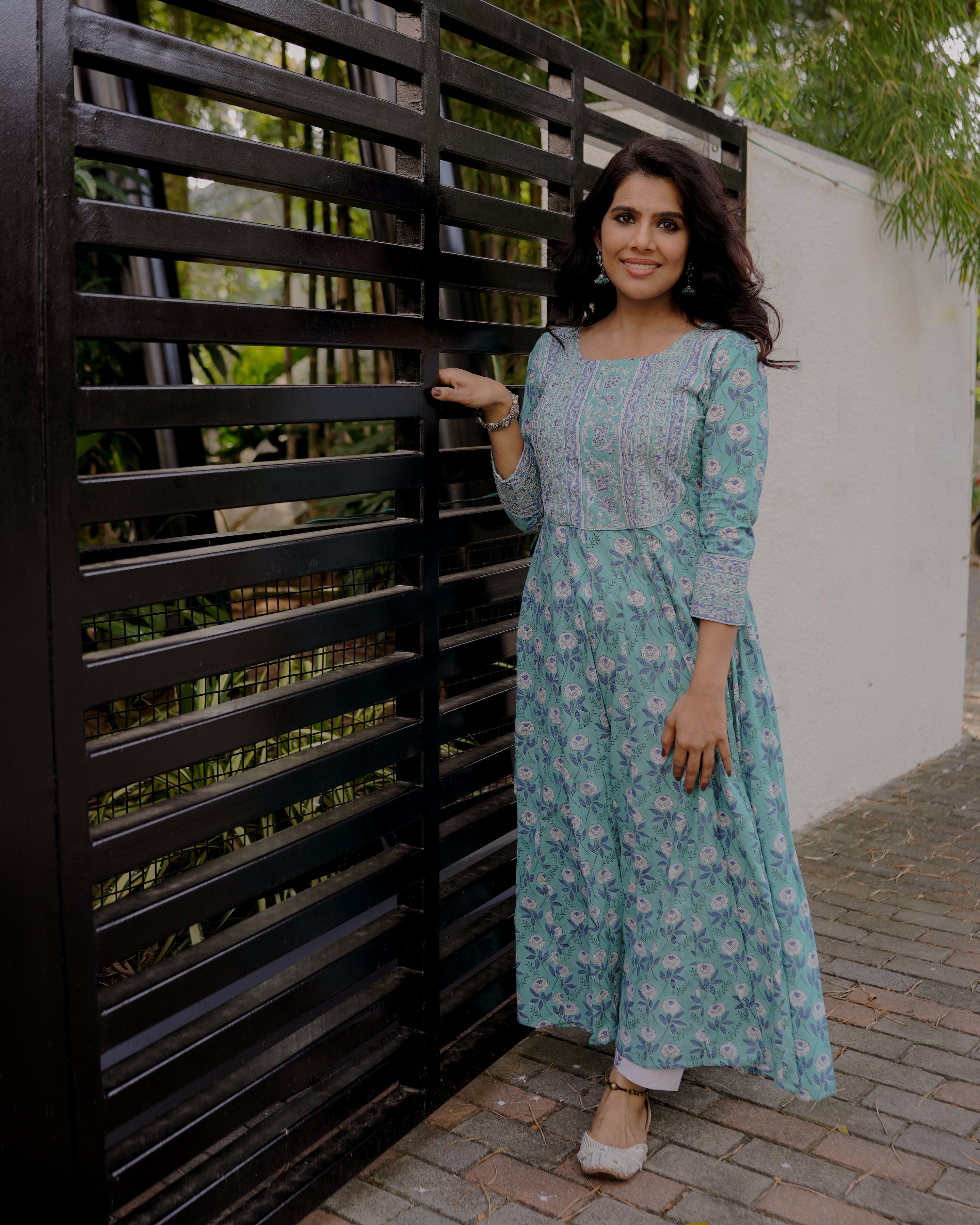 Floral prints anarkali kurthi