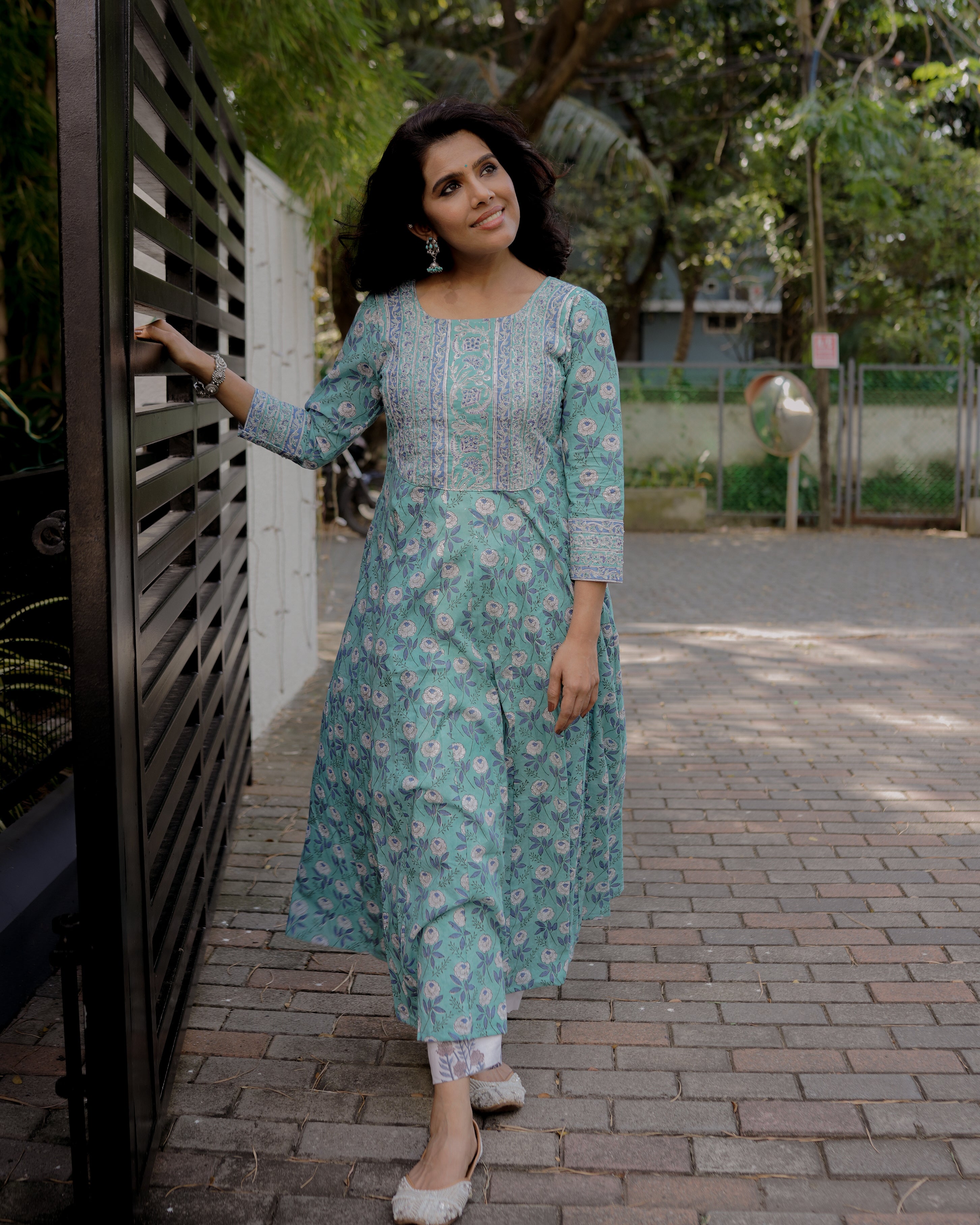 Floral prints anarkali kurthi