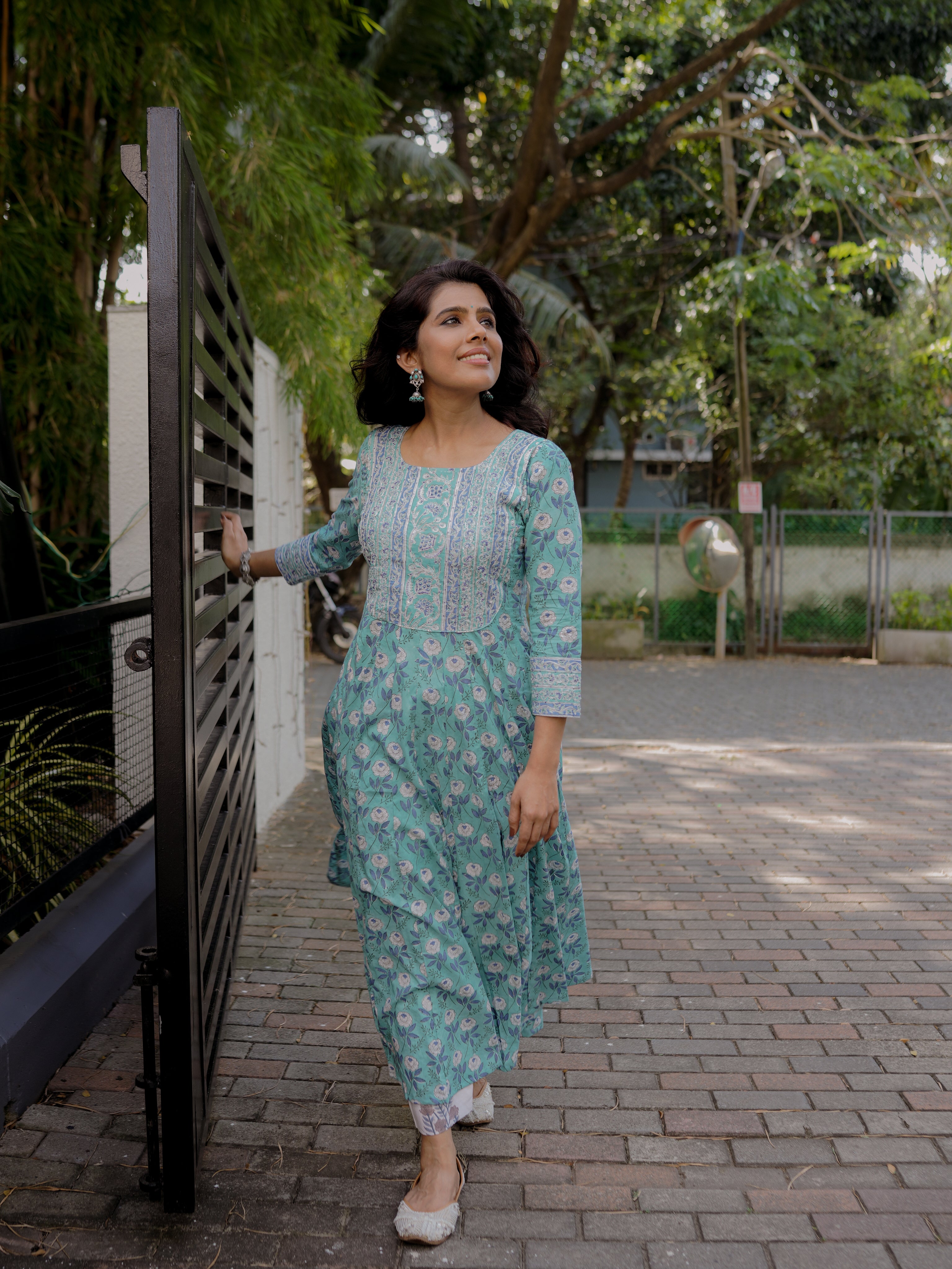 Floral prints anarkali kurthi