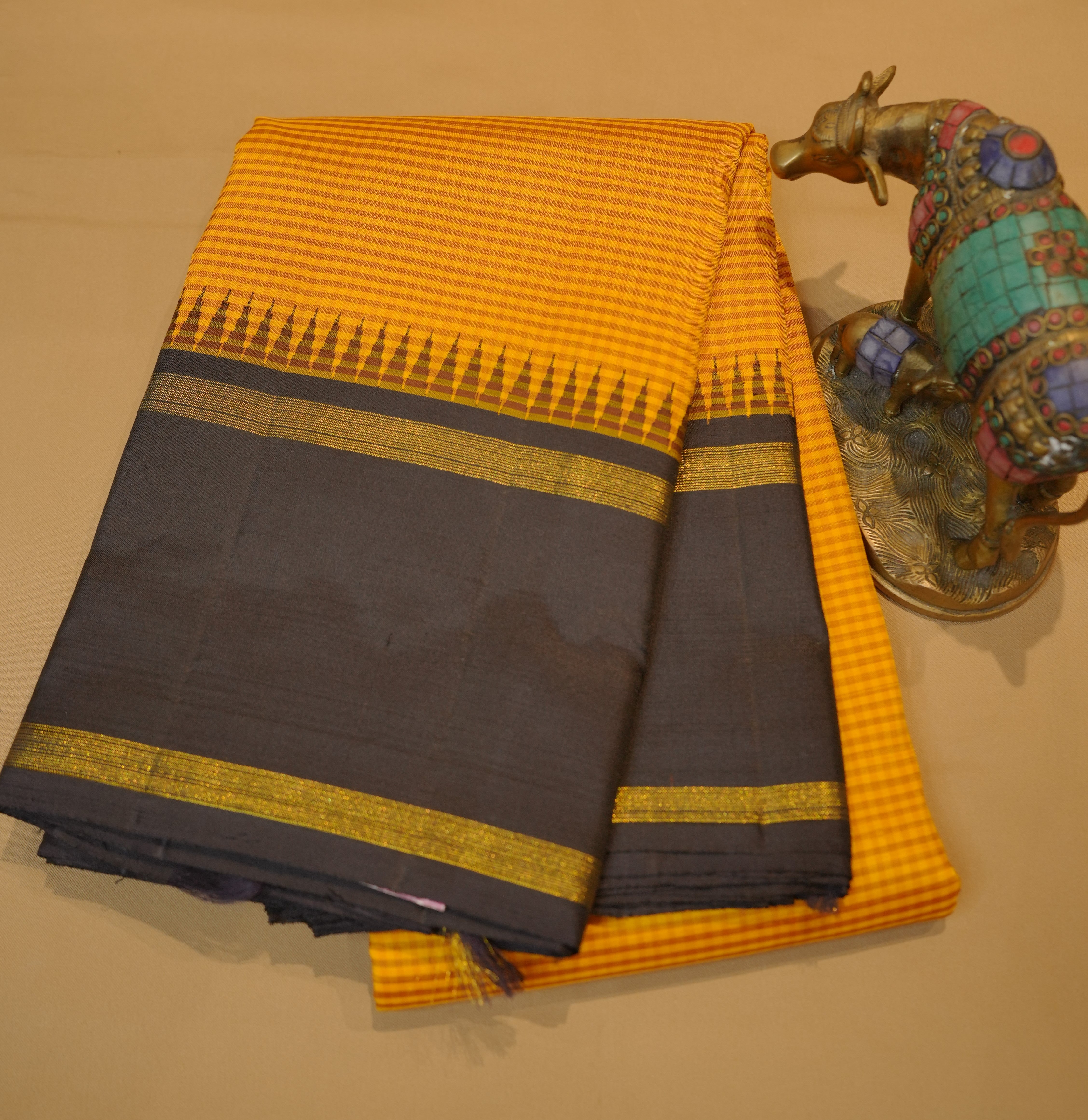 Yellow and Balck Kanjivaram