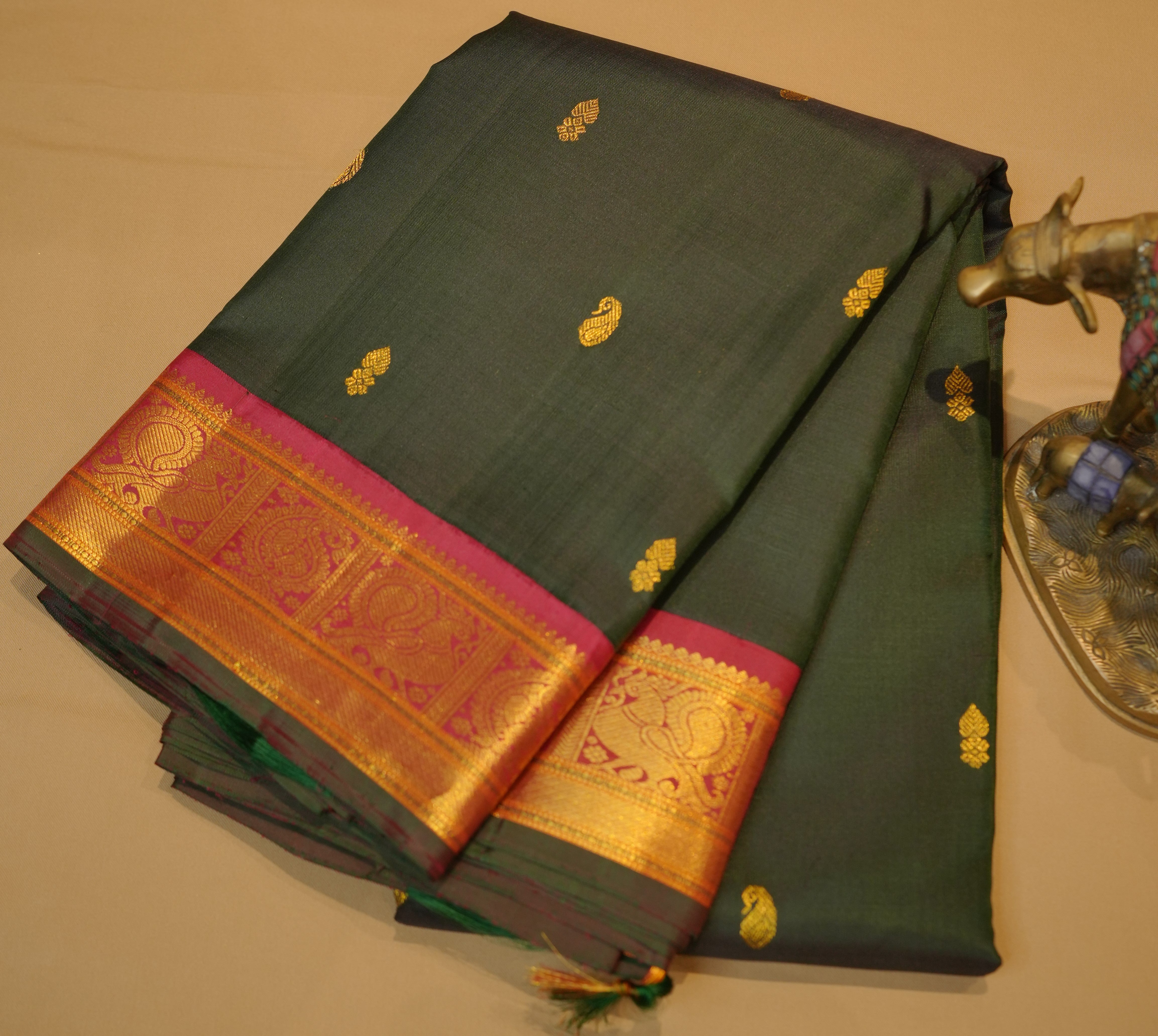 Bottle Green Kanjivaram