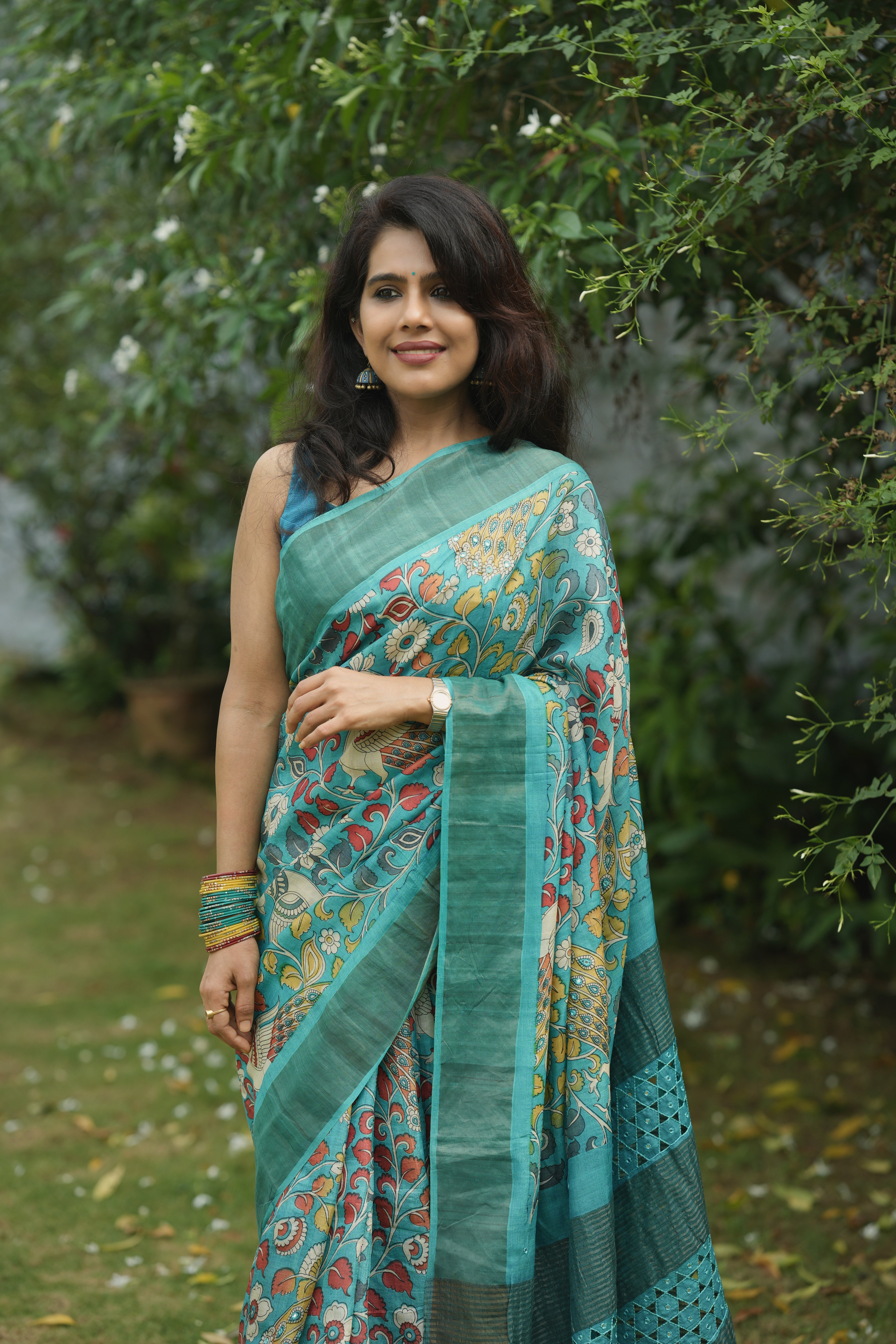 Kalamkari tussar silk sari