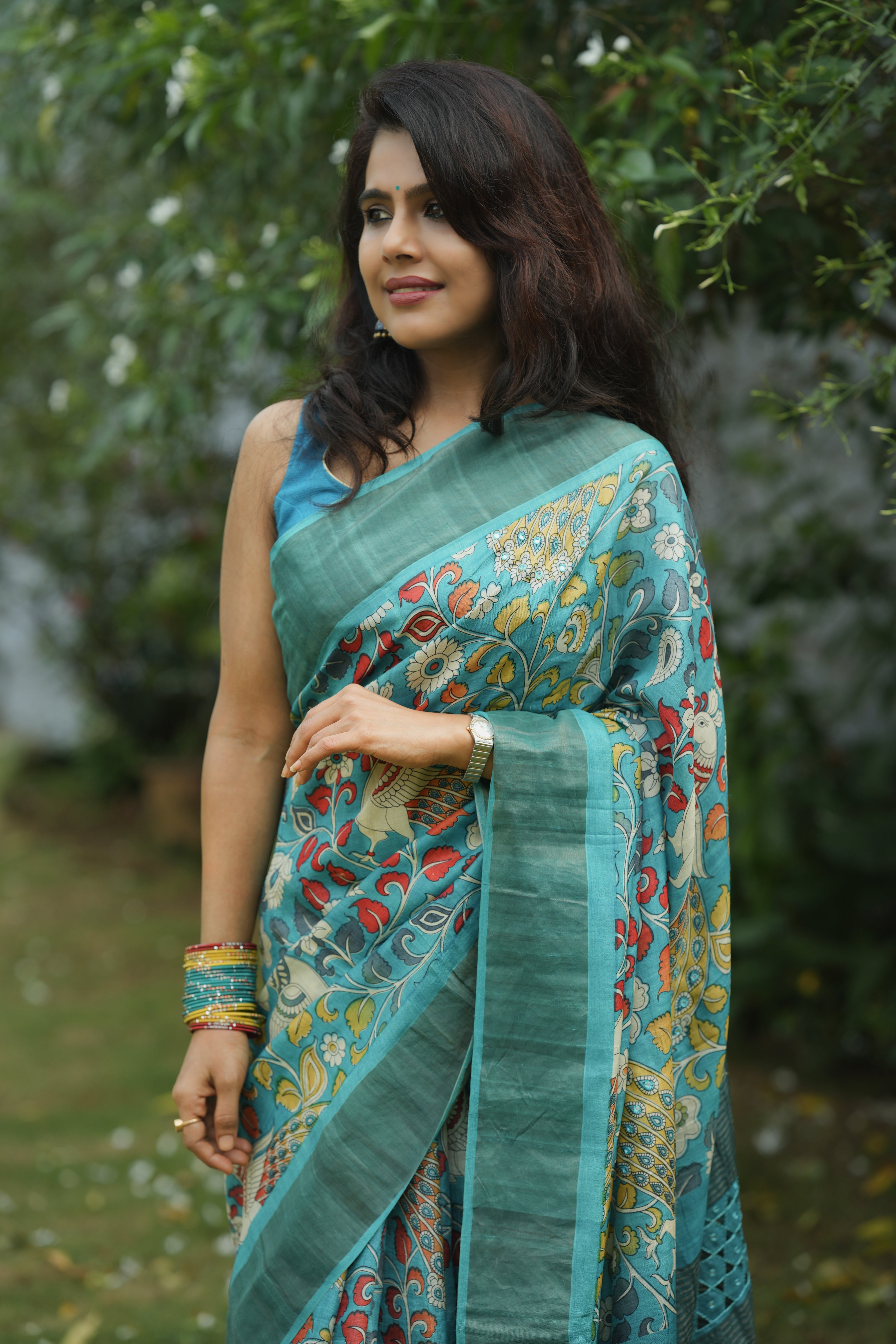 Kalamkari tussar silk sari