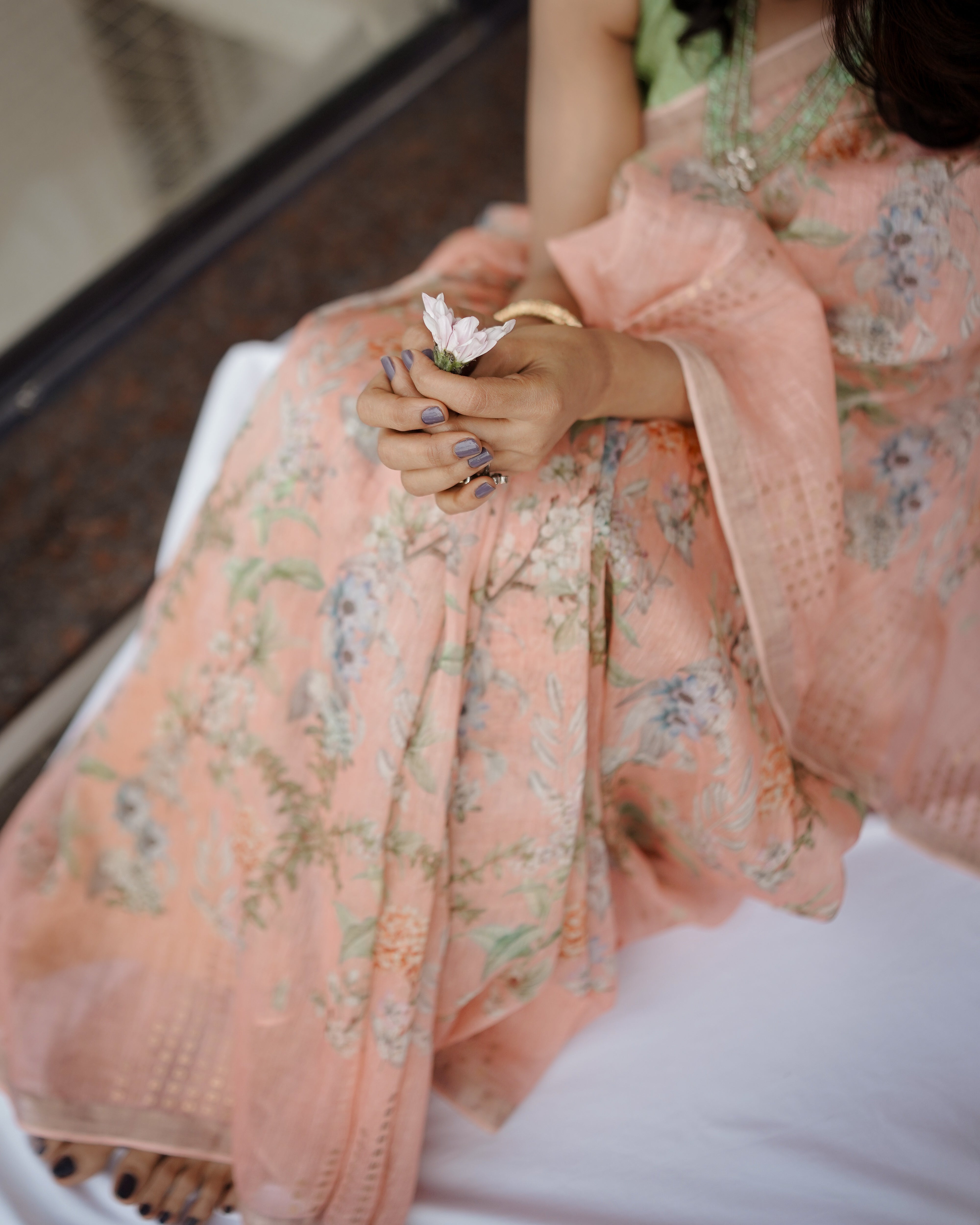 Peaches Linen Saree