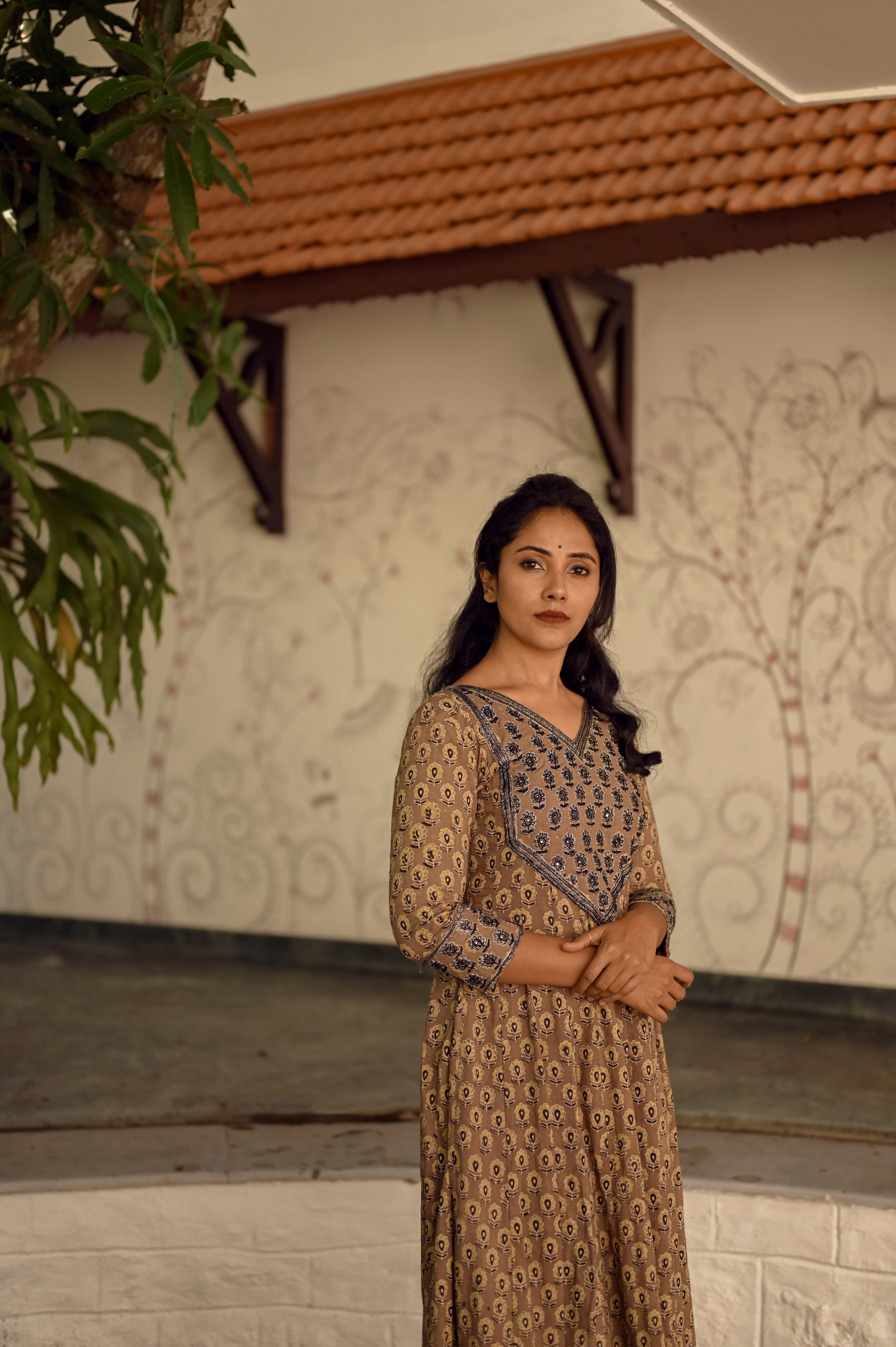 Brown Anarkali Kurti