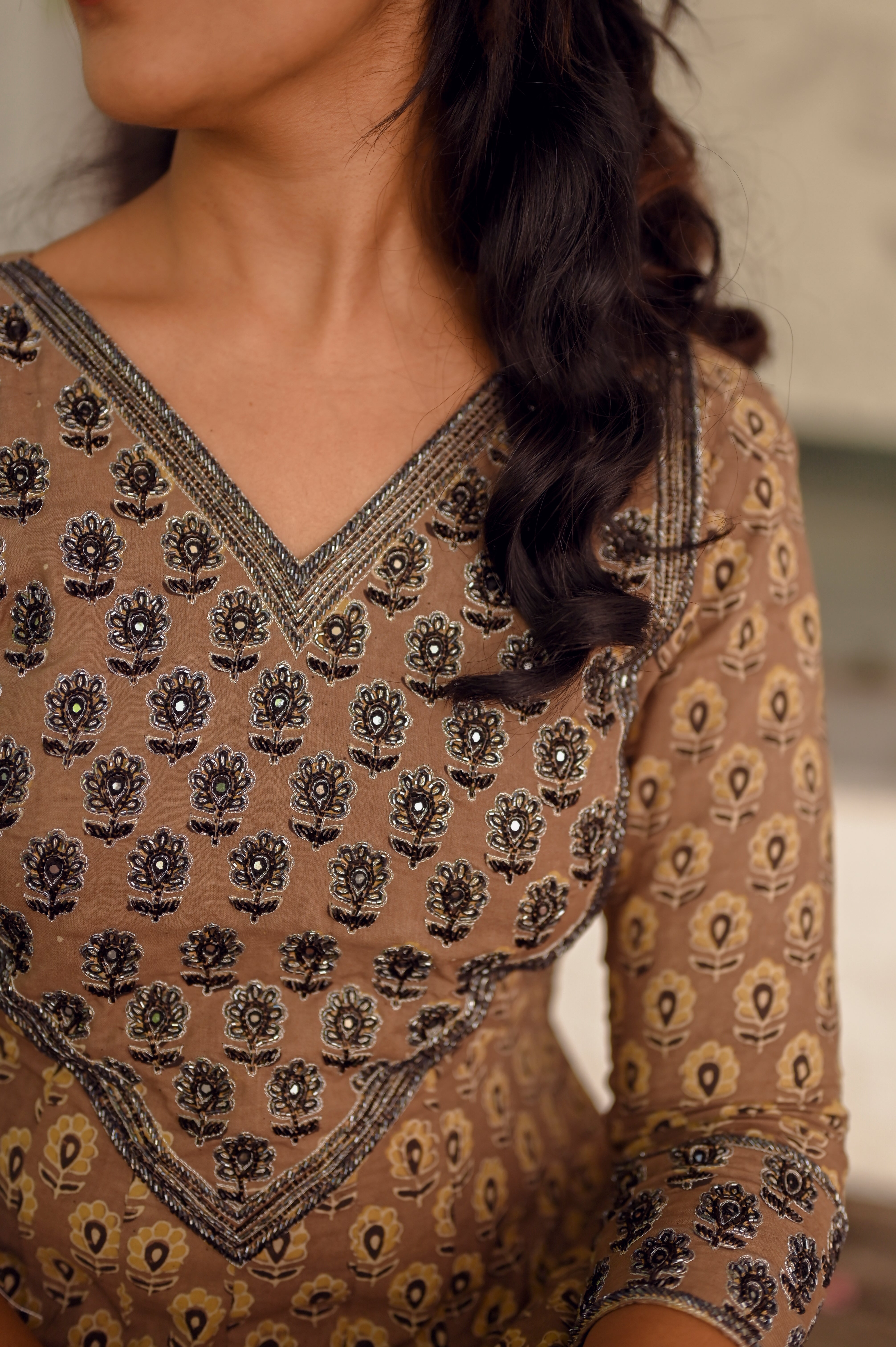 Brown Anarkali Kurti