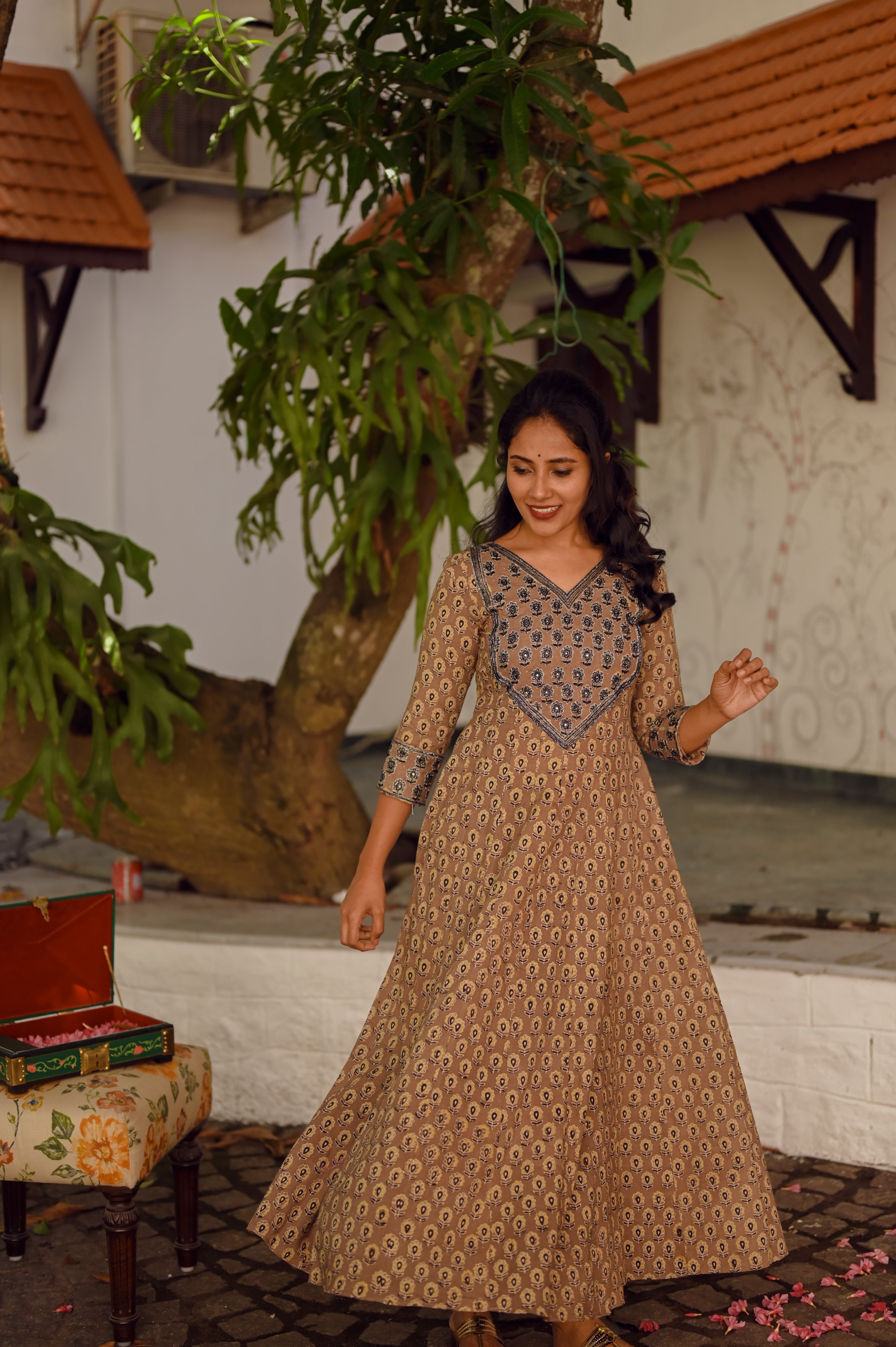 Brown Anarkali Kurti