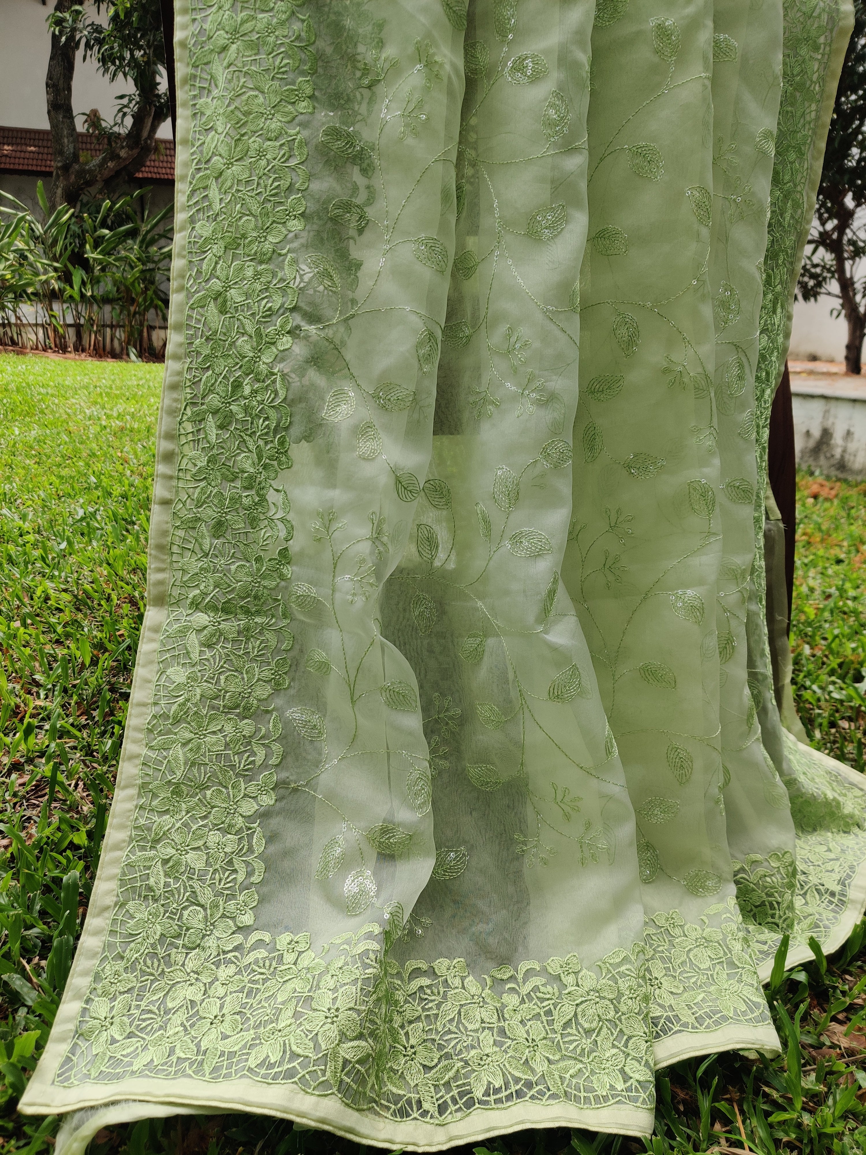Light Green Organza Sari