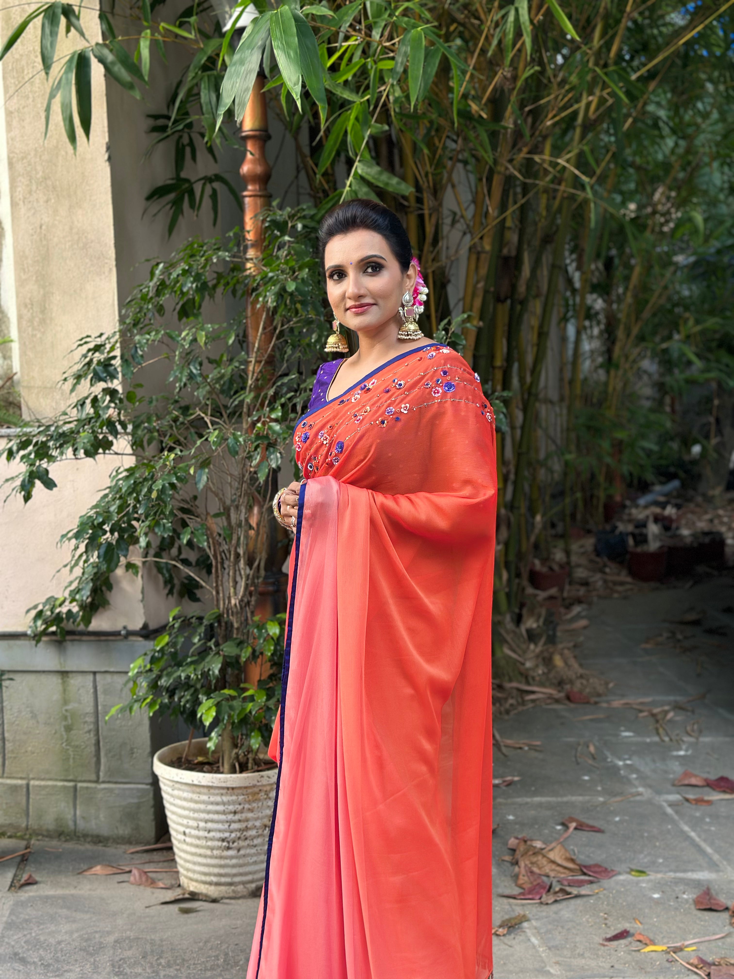 Ombre Chiffon Sari