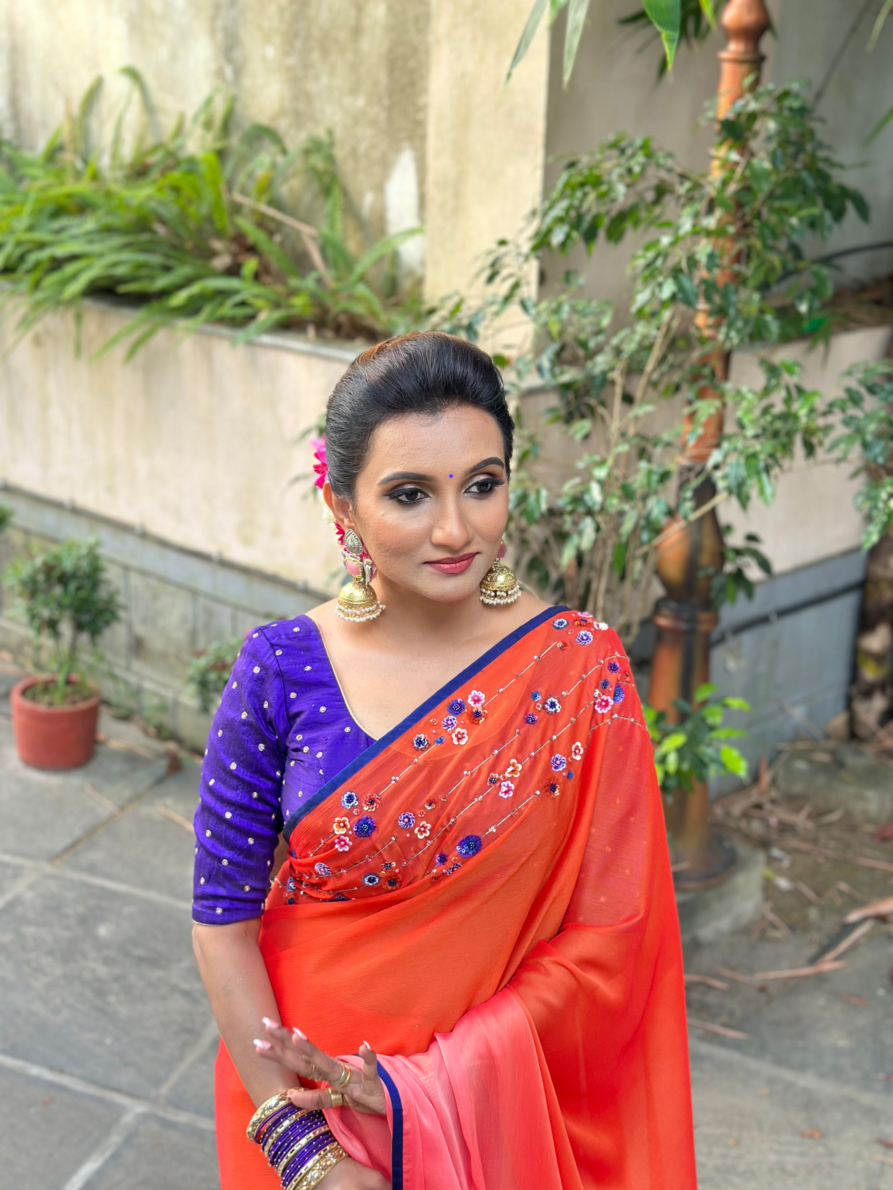 Ombre Chiffon Sari