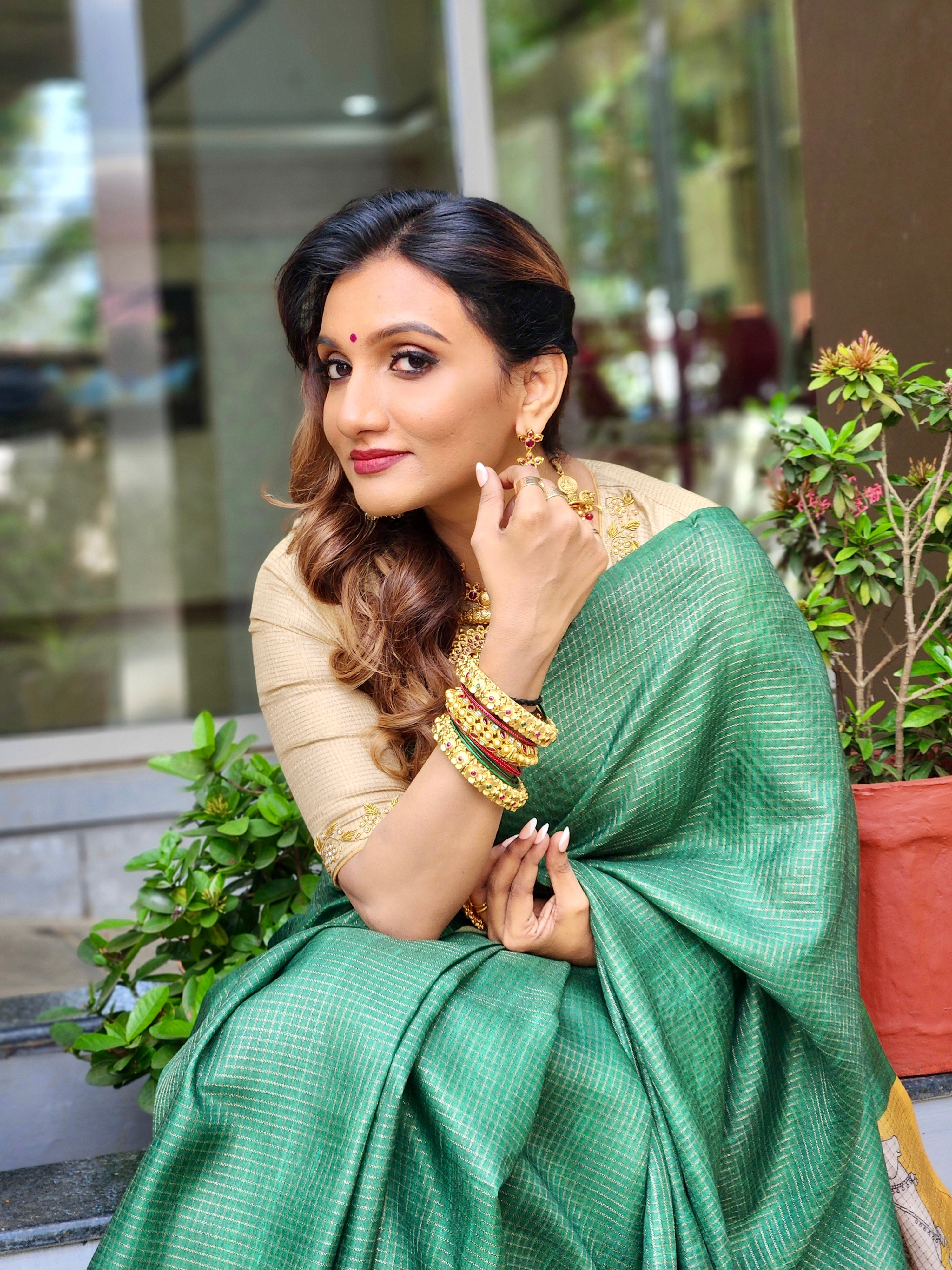 Green Pichwai Design Saree