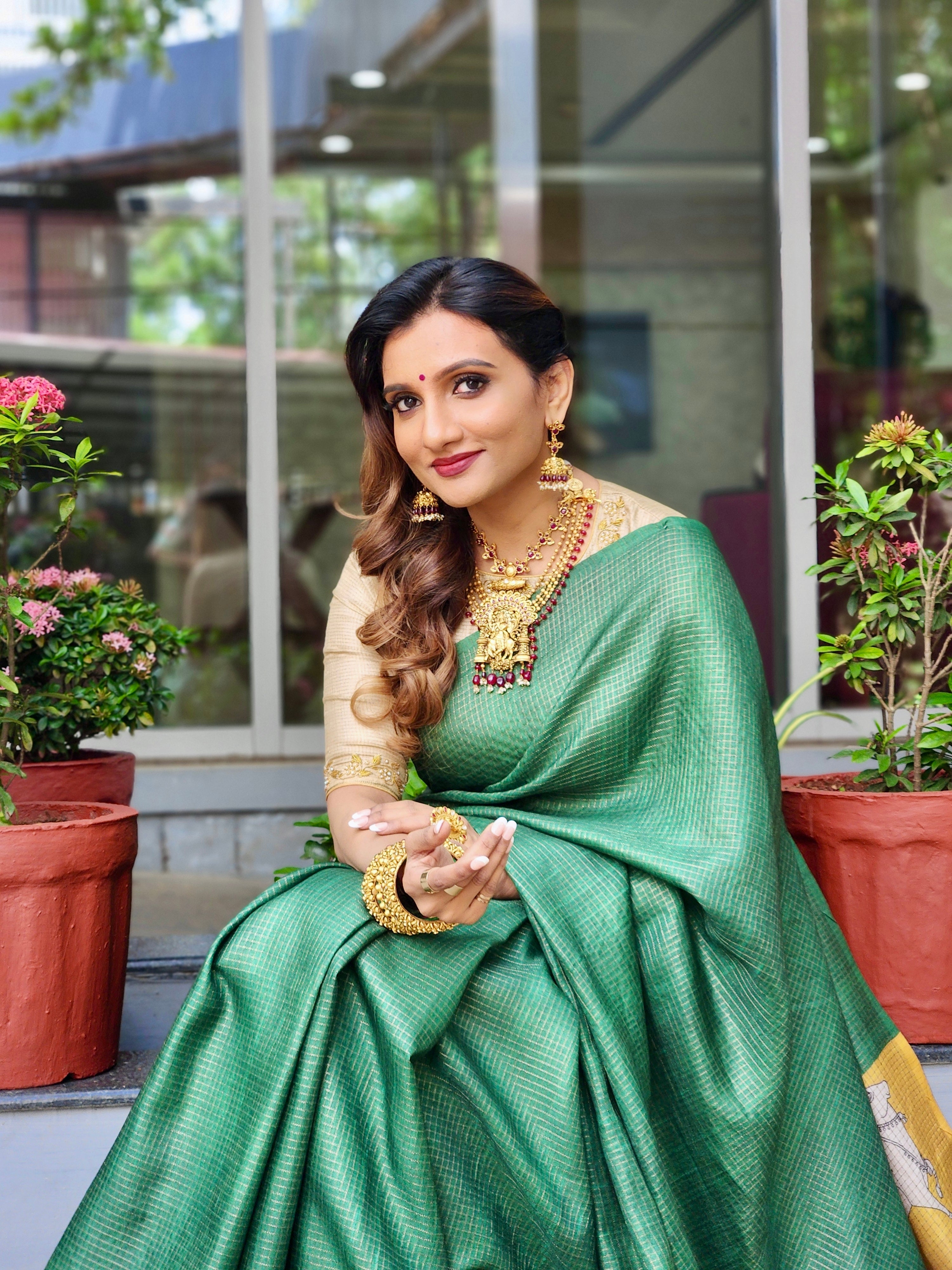 Green Pichwai Design Saree