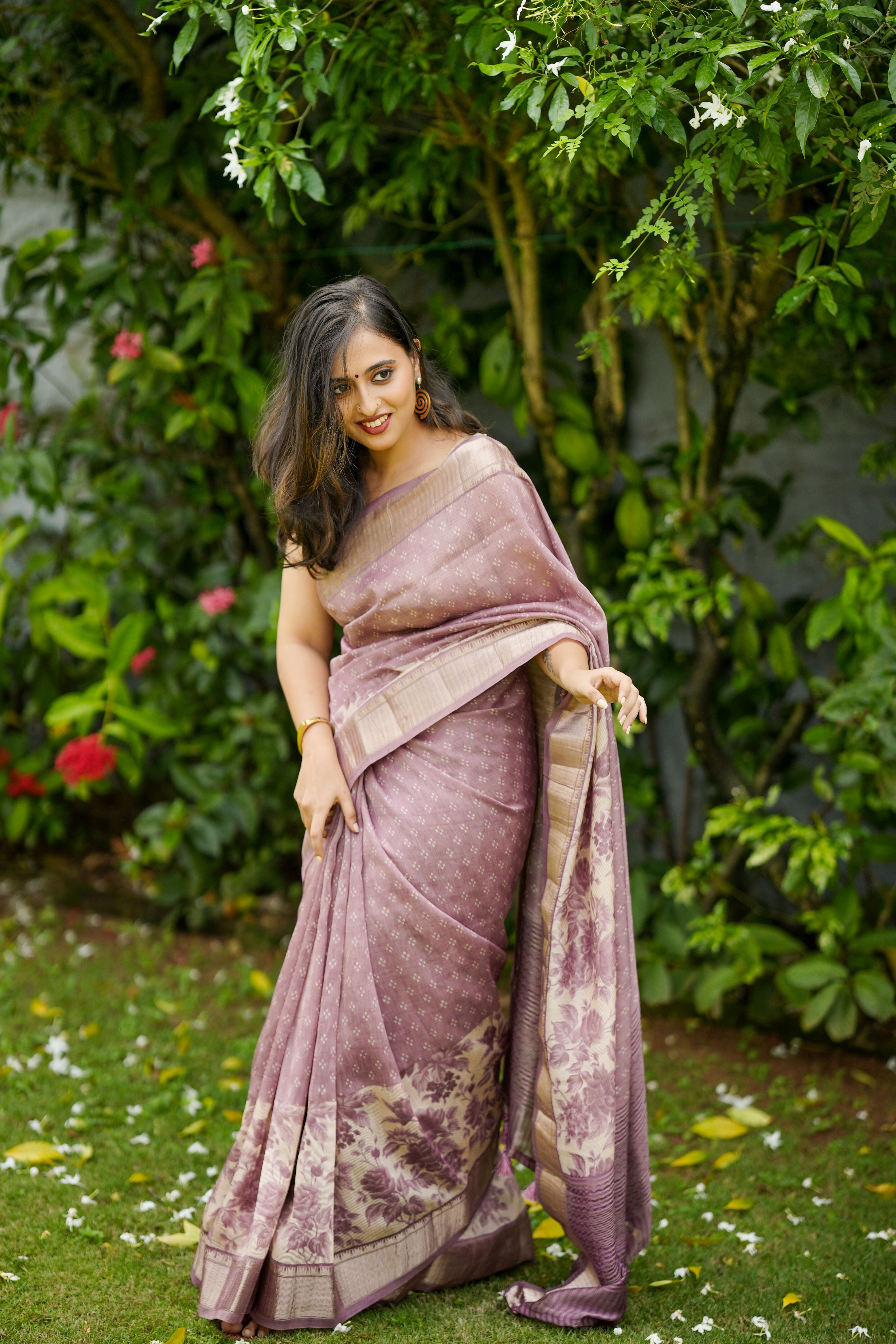 Lavender Kota muslin sari