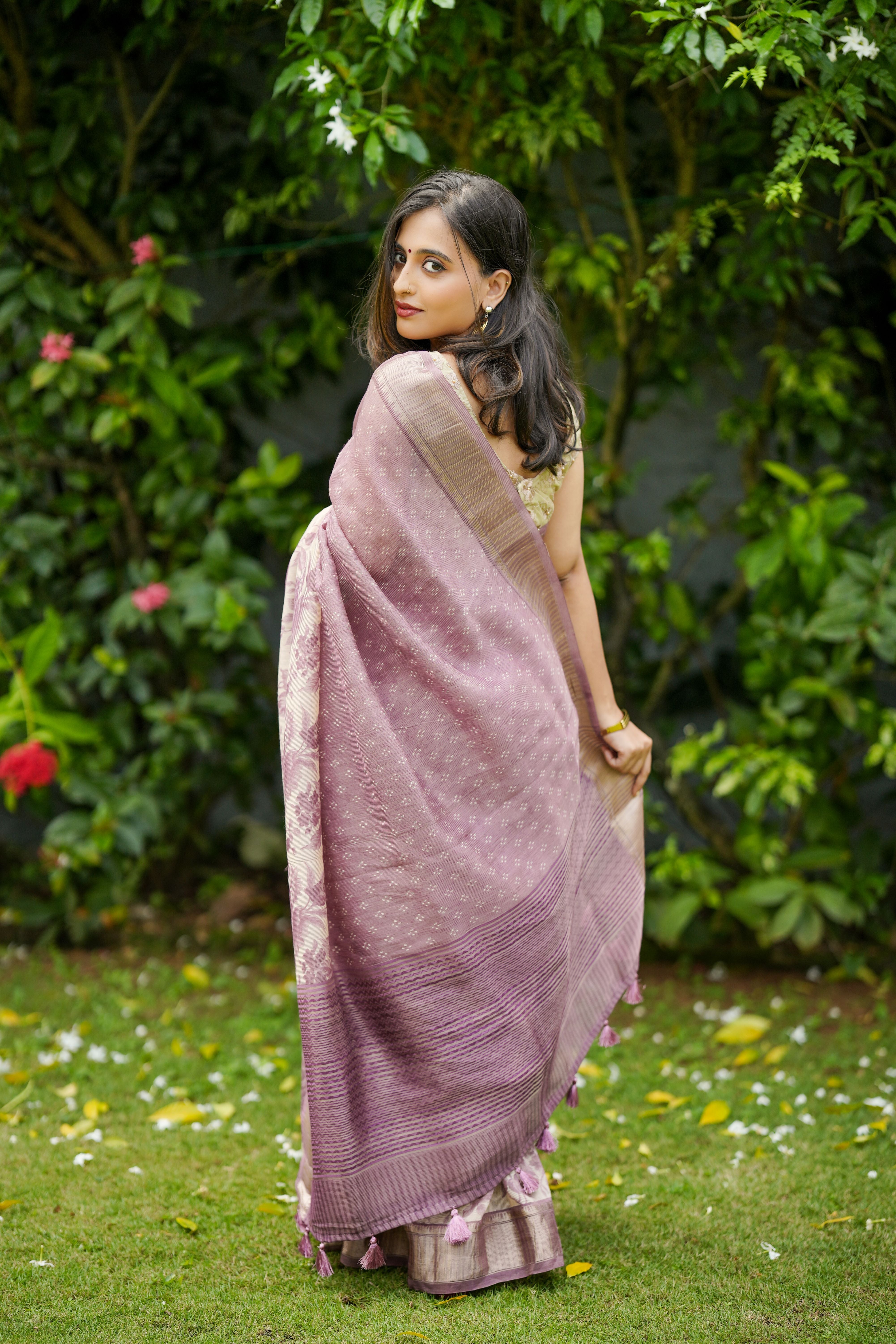 Lavender Kota muslin sari
