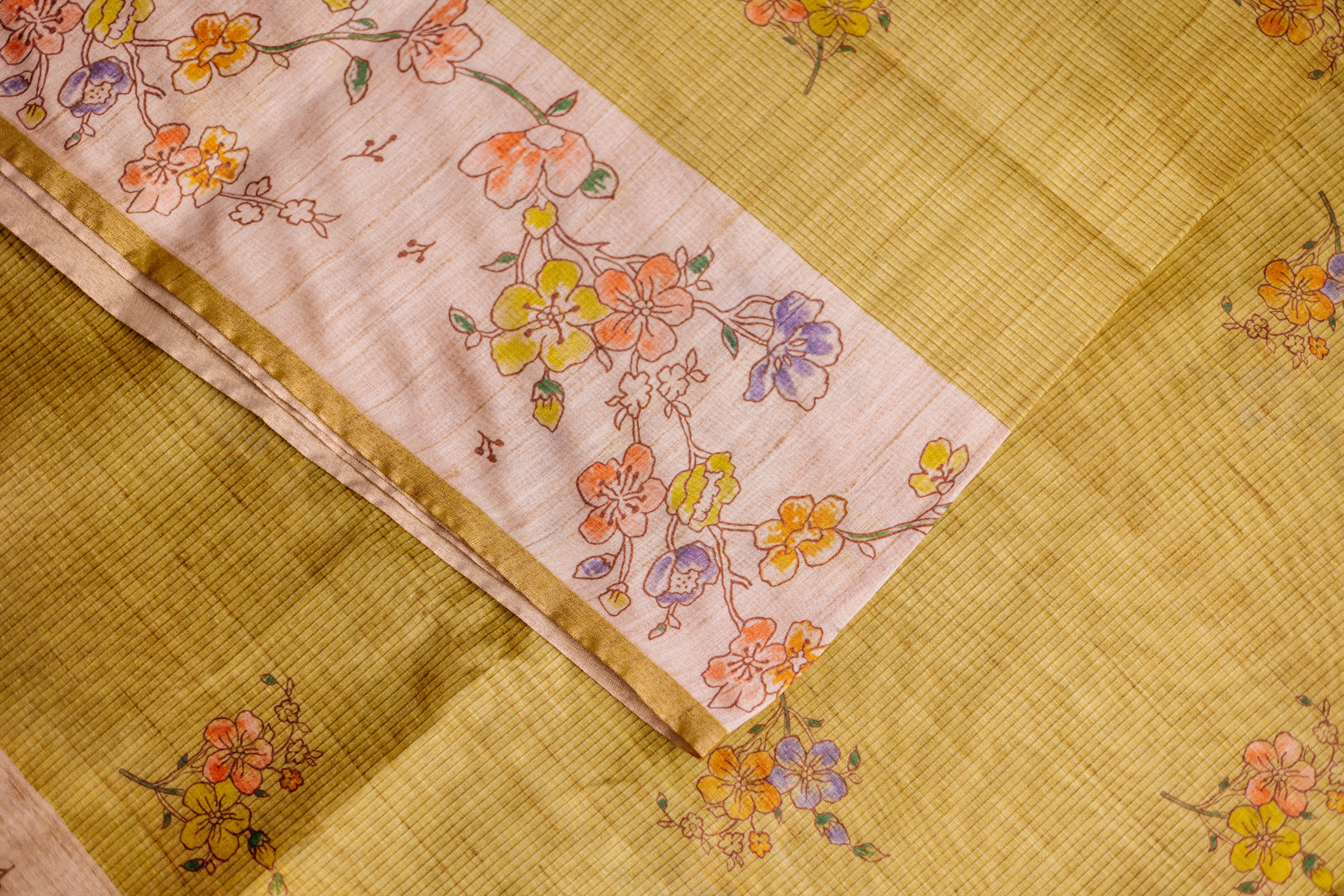 Yellow Matka Tussar Saree