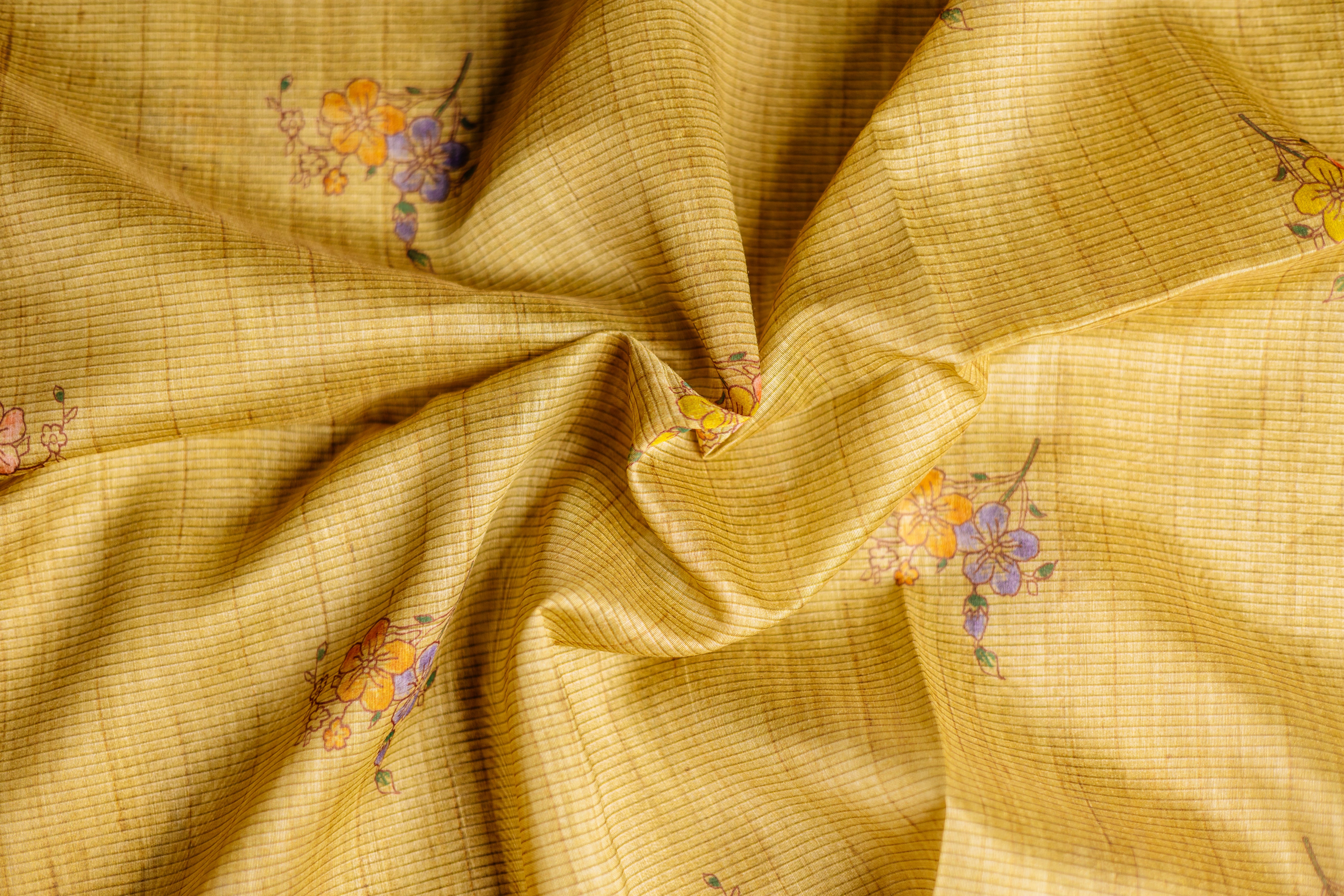 Yellow Matka Tussar Saree