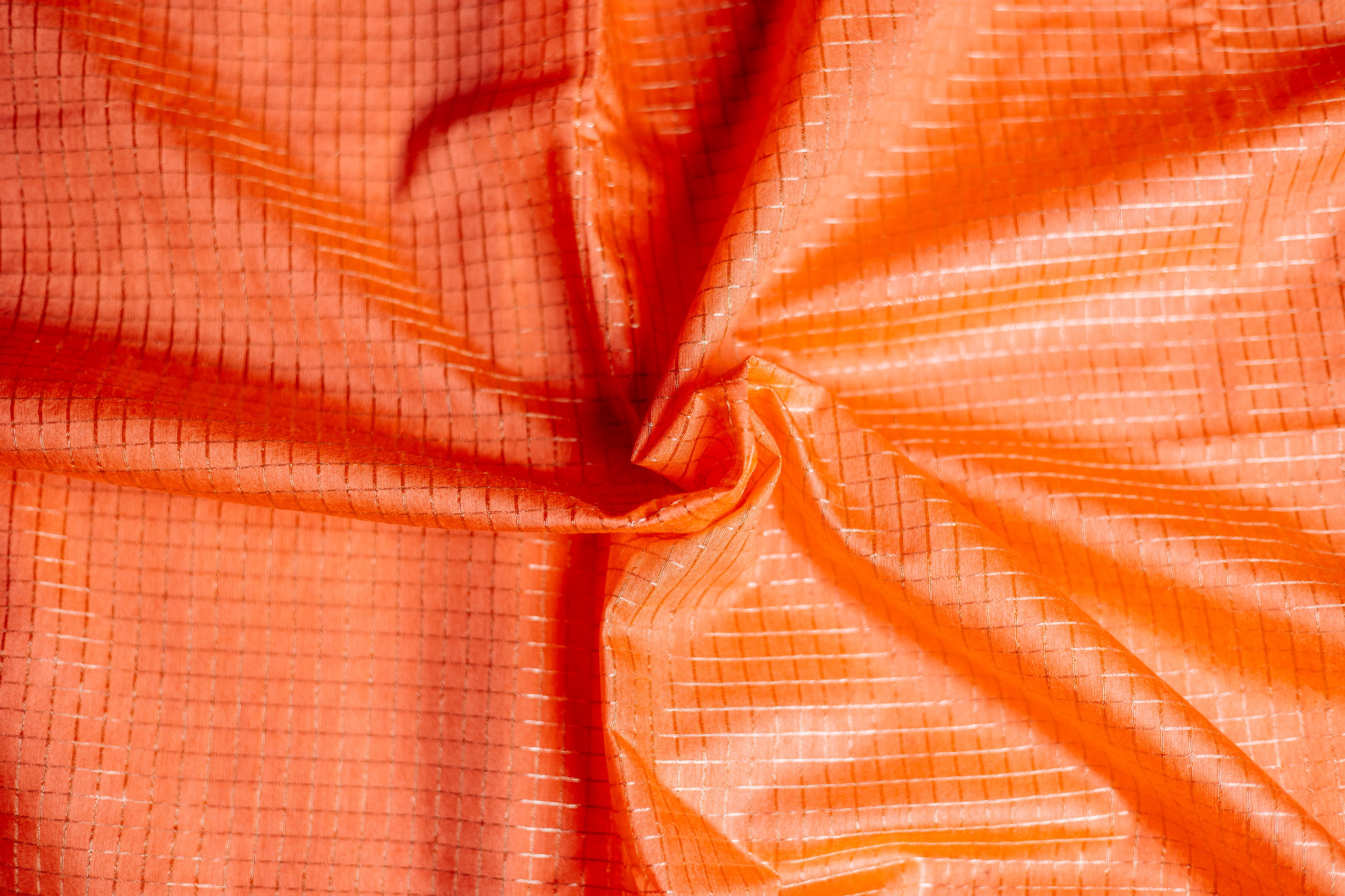 Orange Tissue matka tussar silk sari