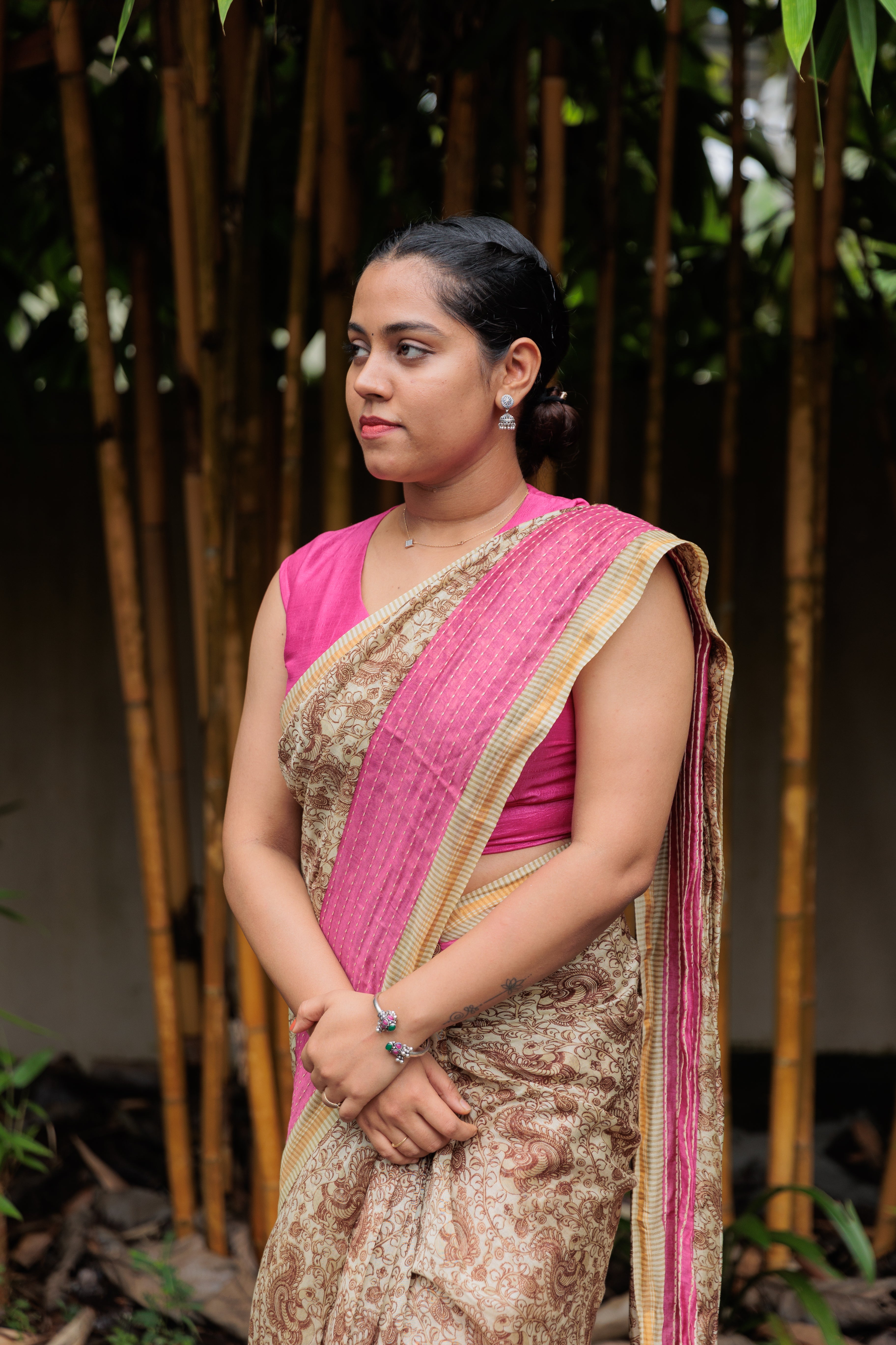 Chanderi with Kalamkari print Saree