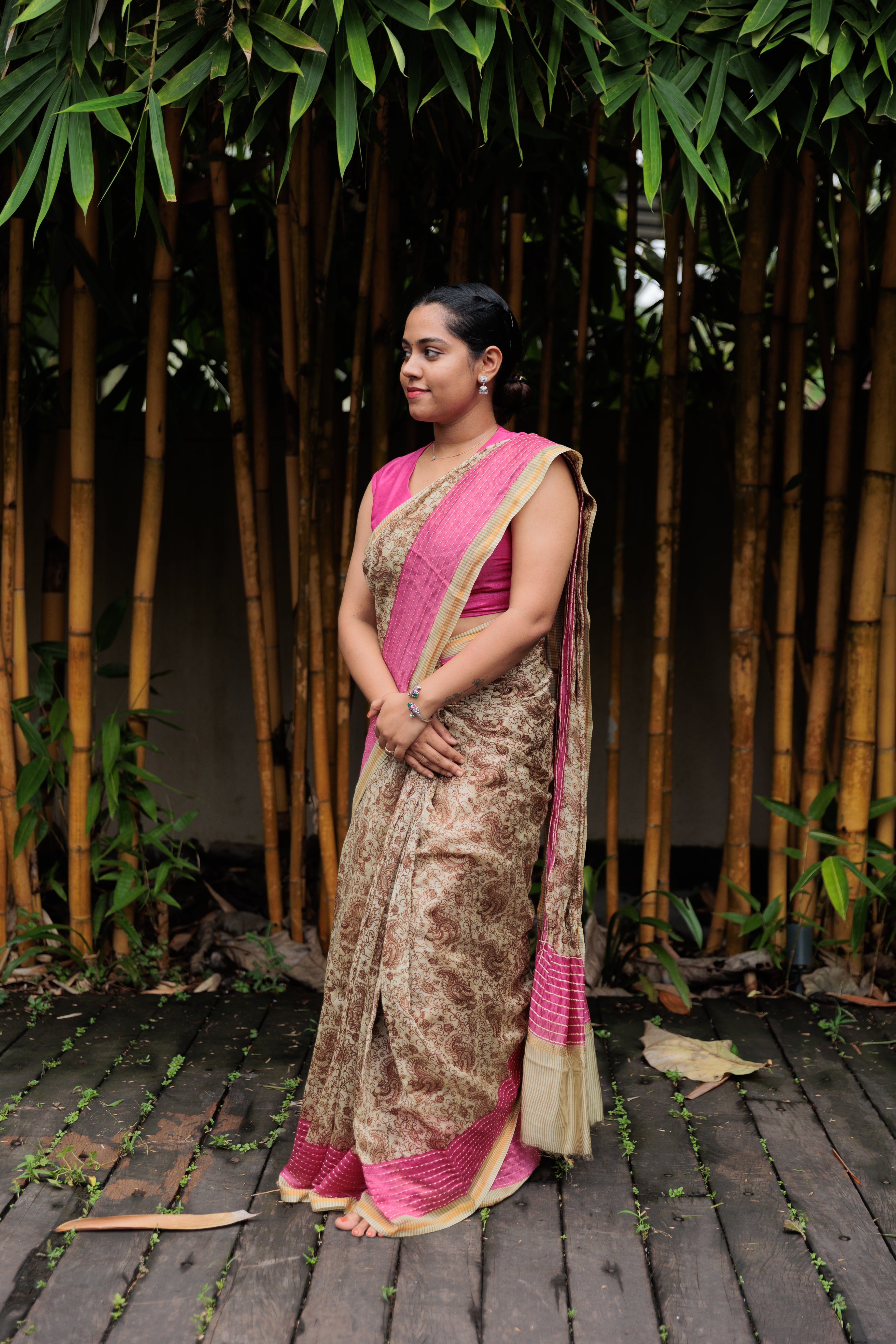 Chanderi with Kalamkari print Saree