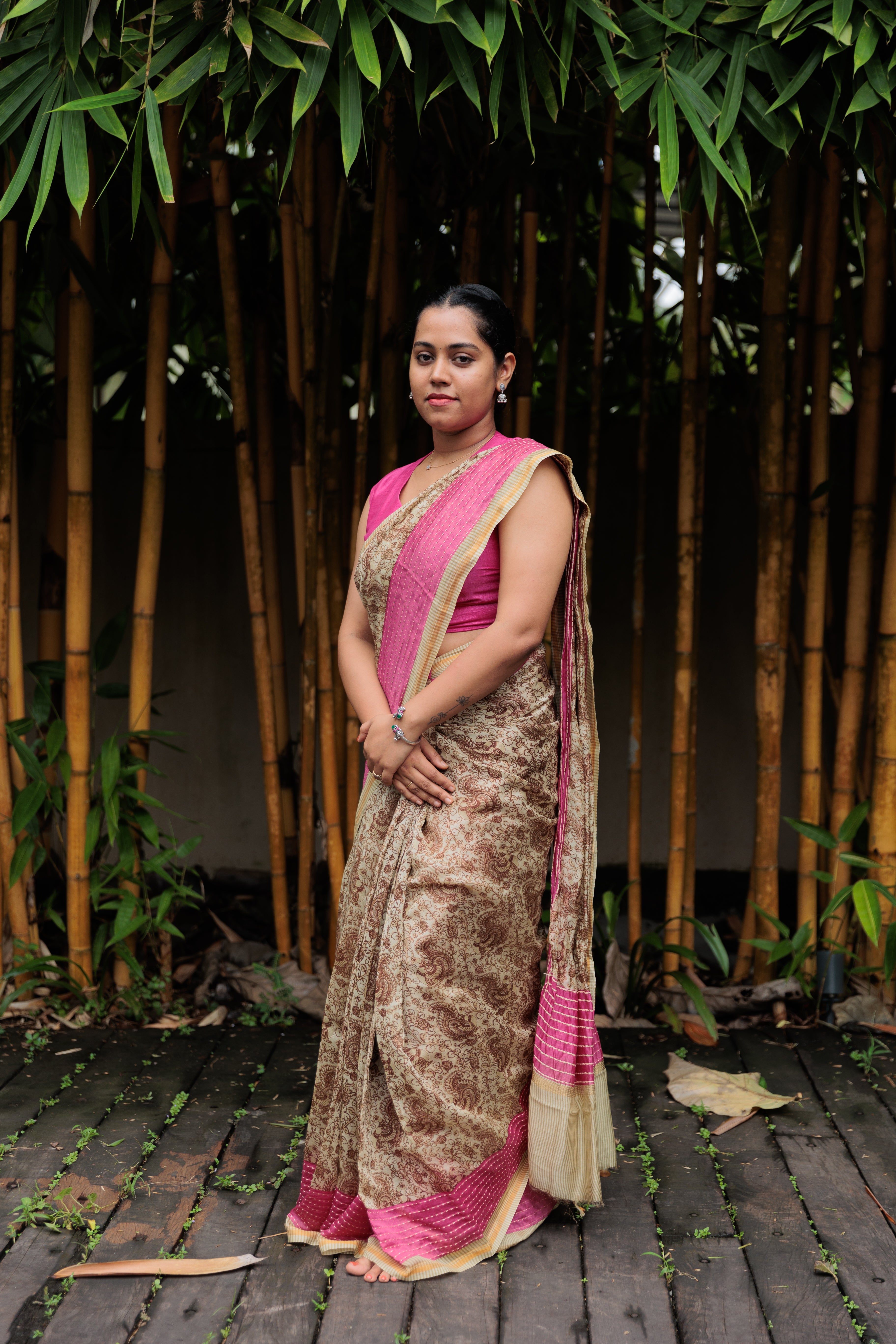 Chanderi with Kalamkari print Saree