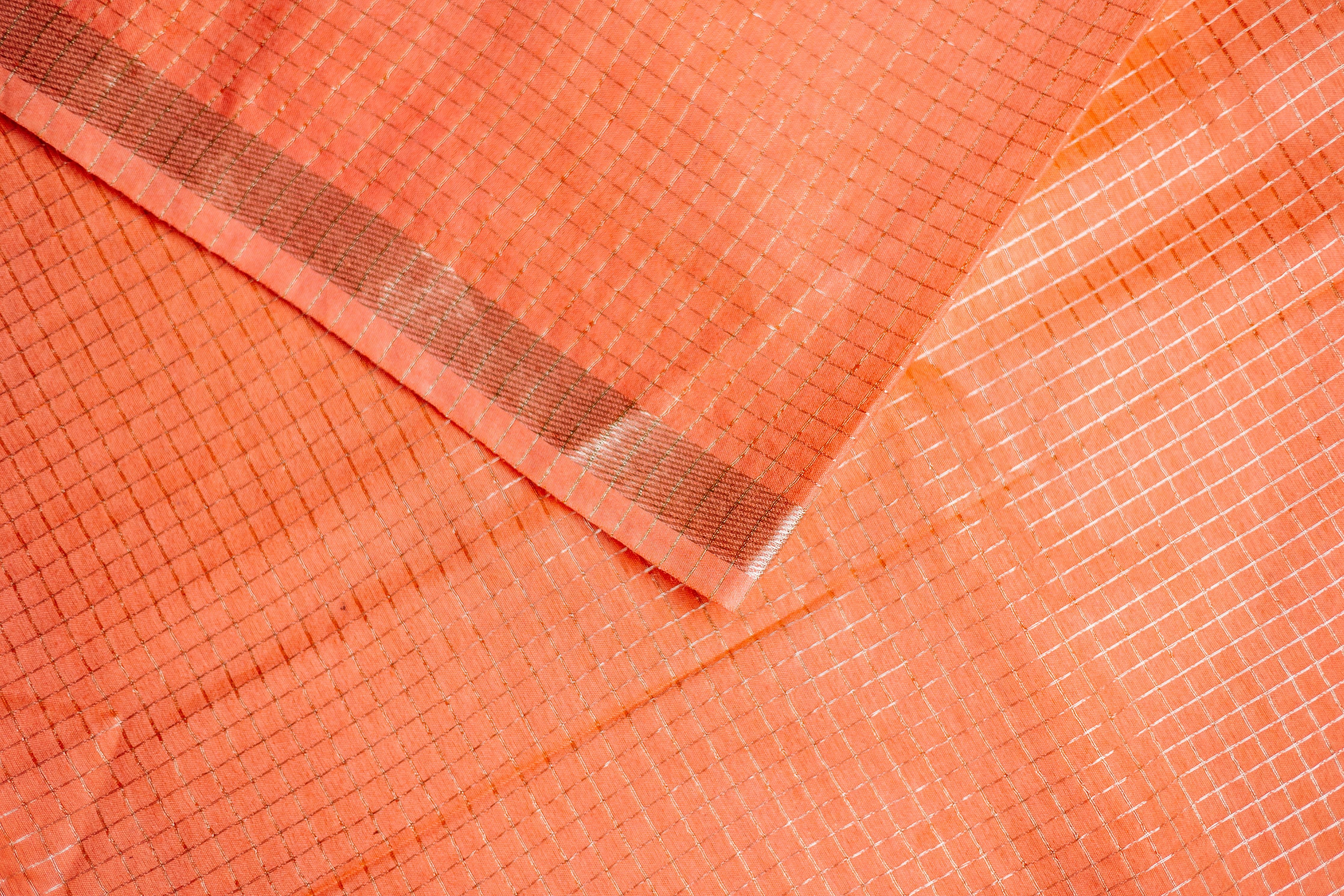 Orange Tissue matka tussar silk sari