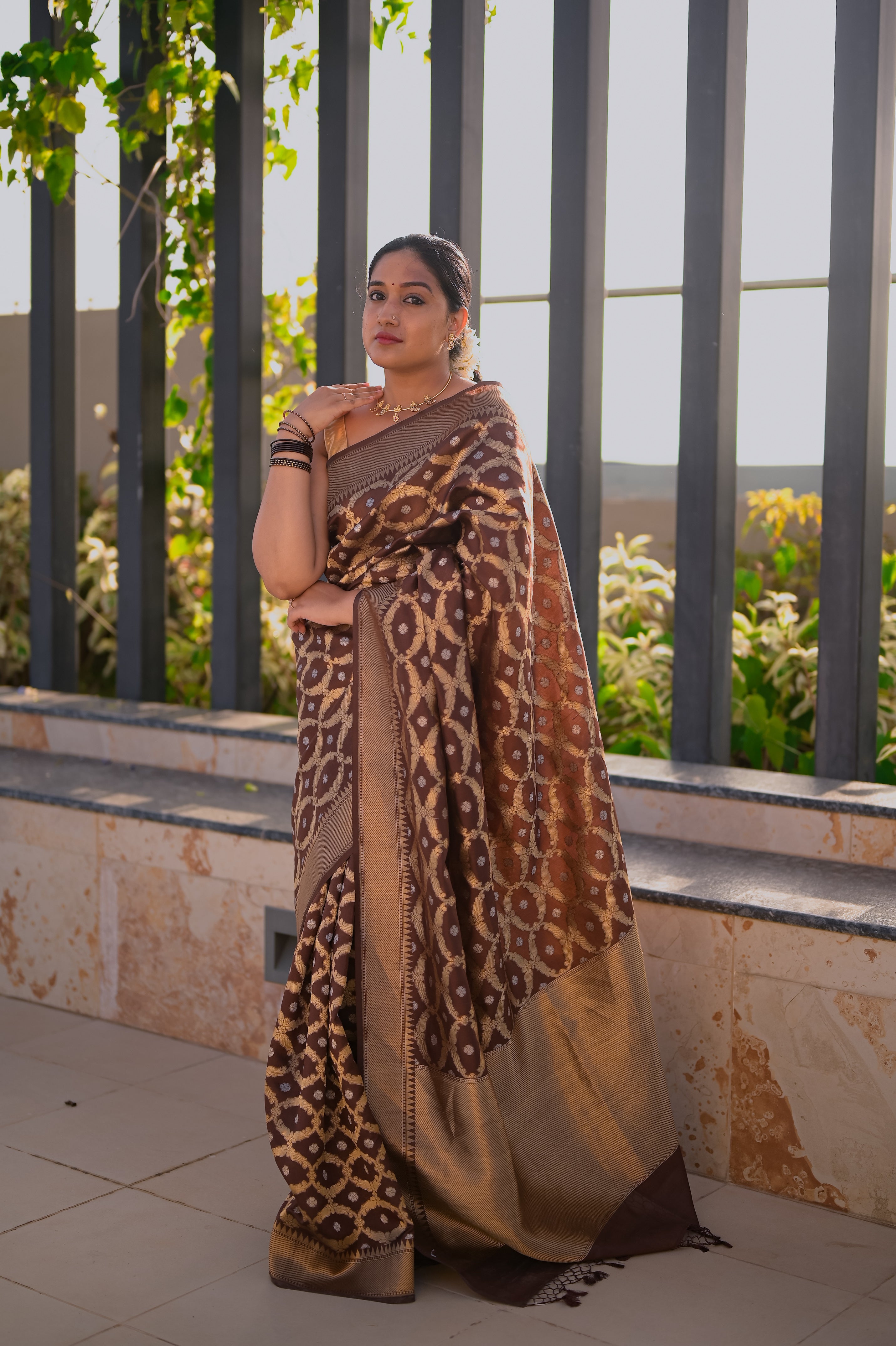 Cappuccino brown Benares silk