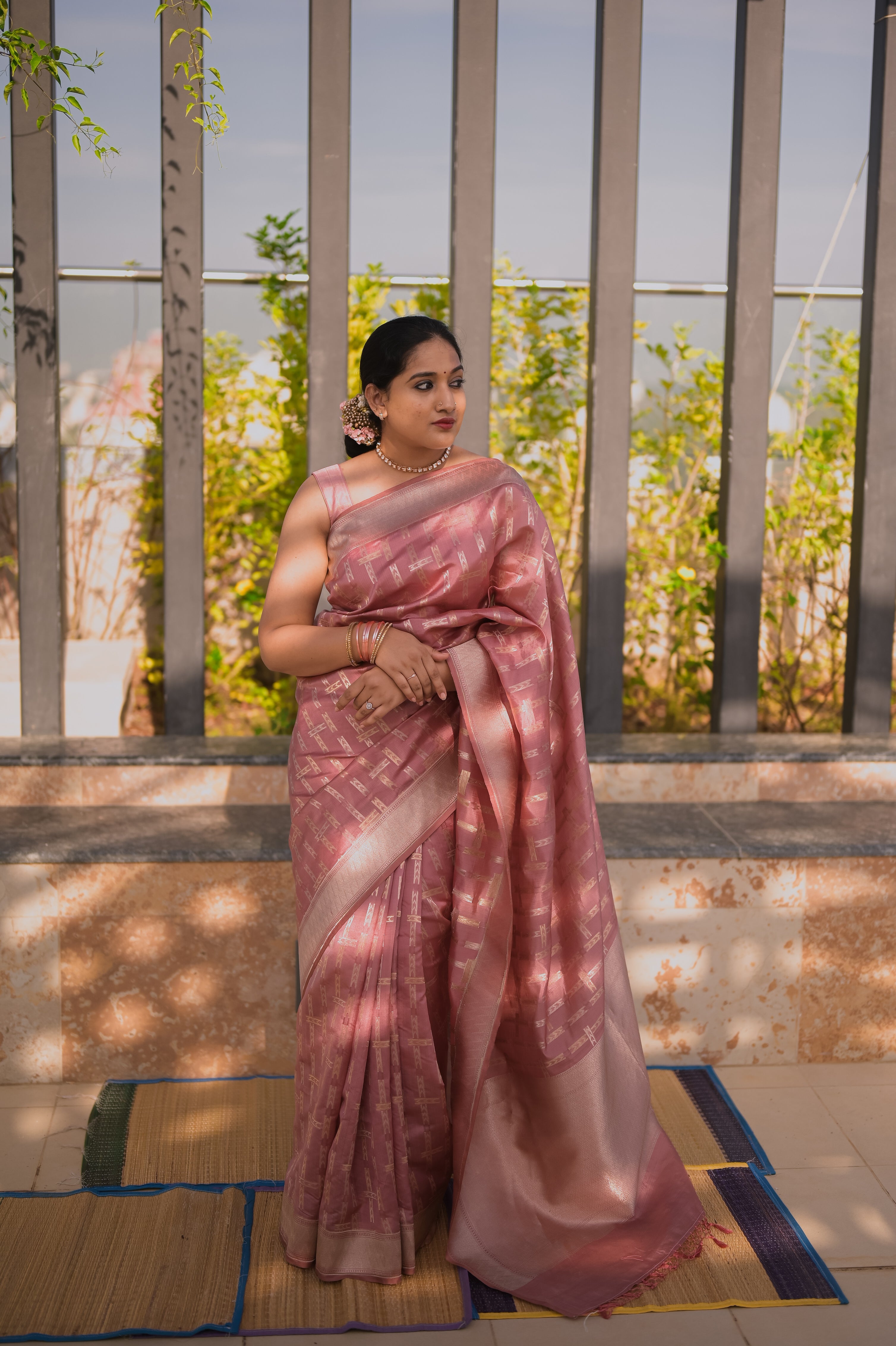 Pastel pink Saree