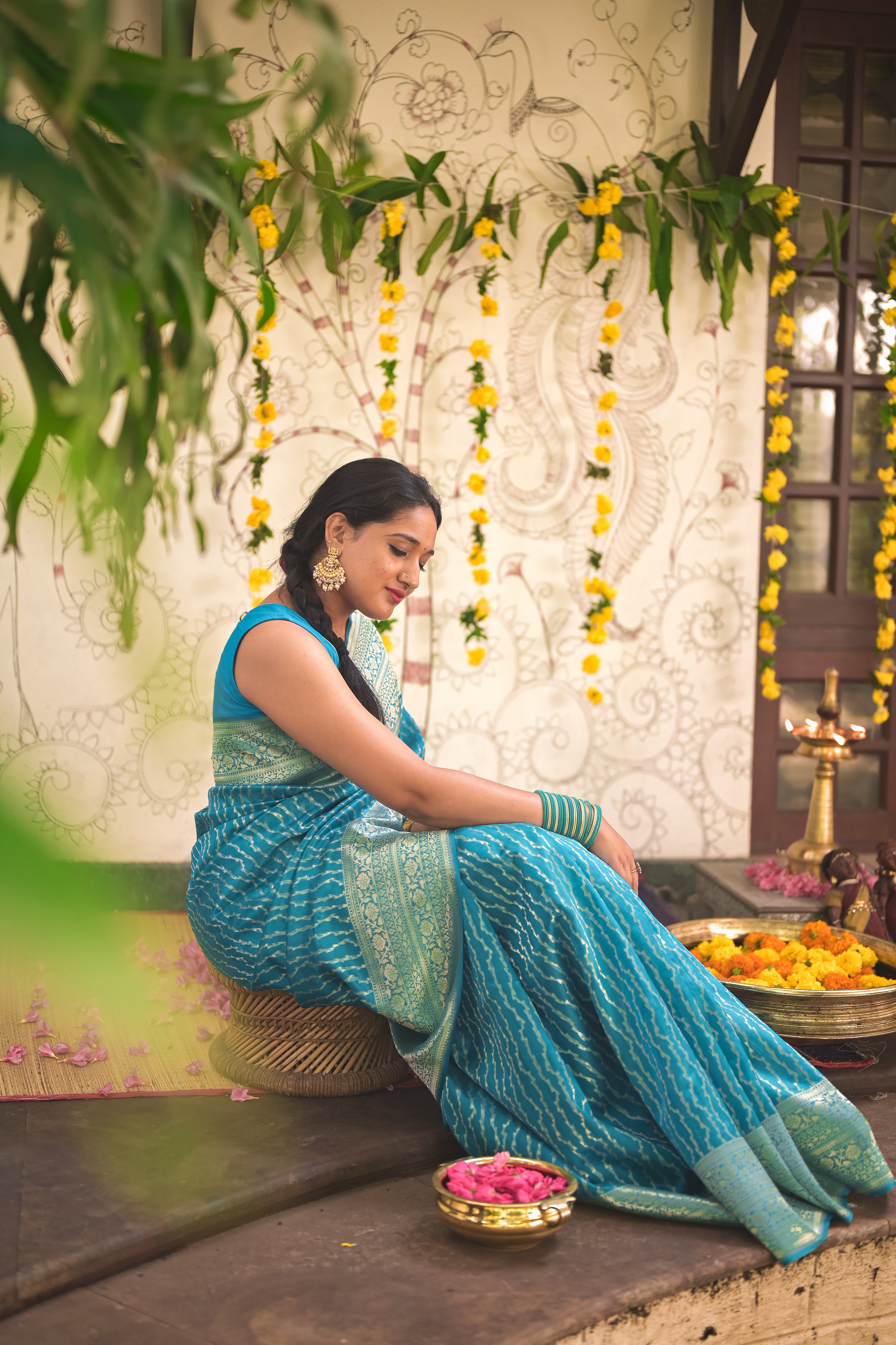 Rich blue saree