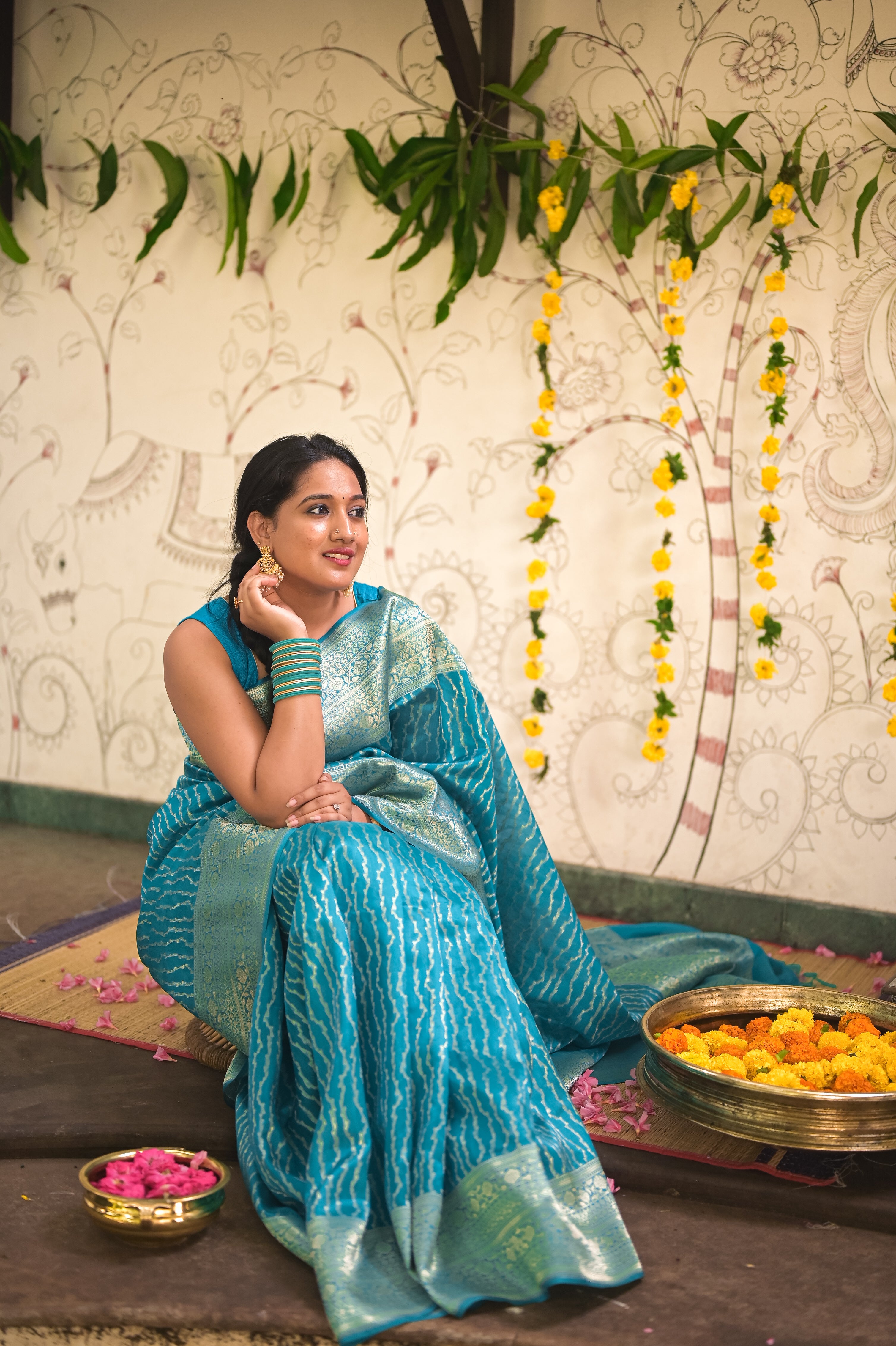 Rich blue saree