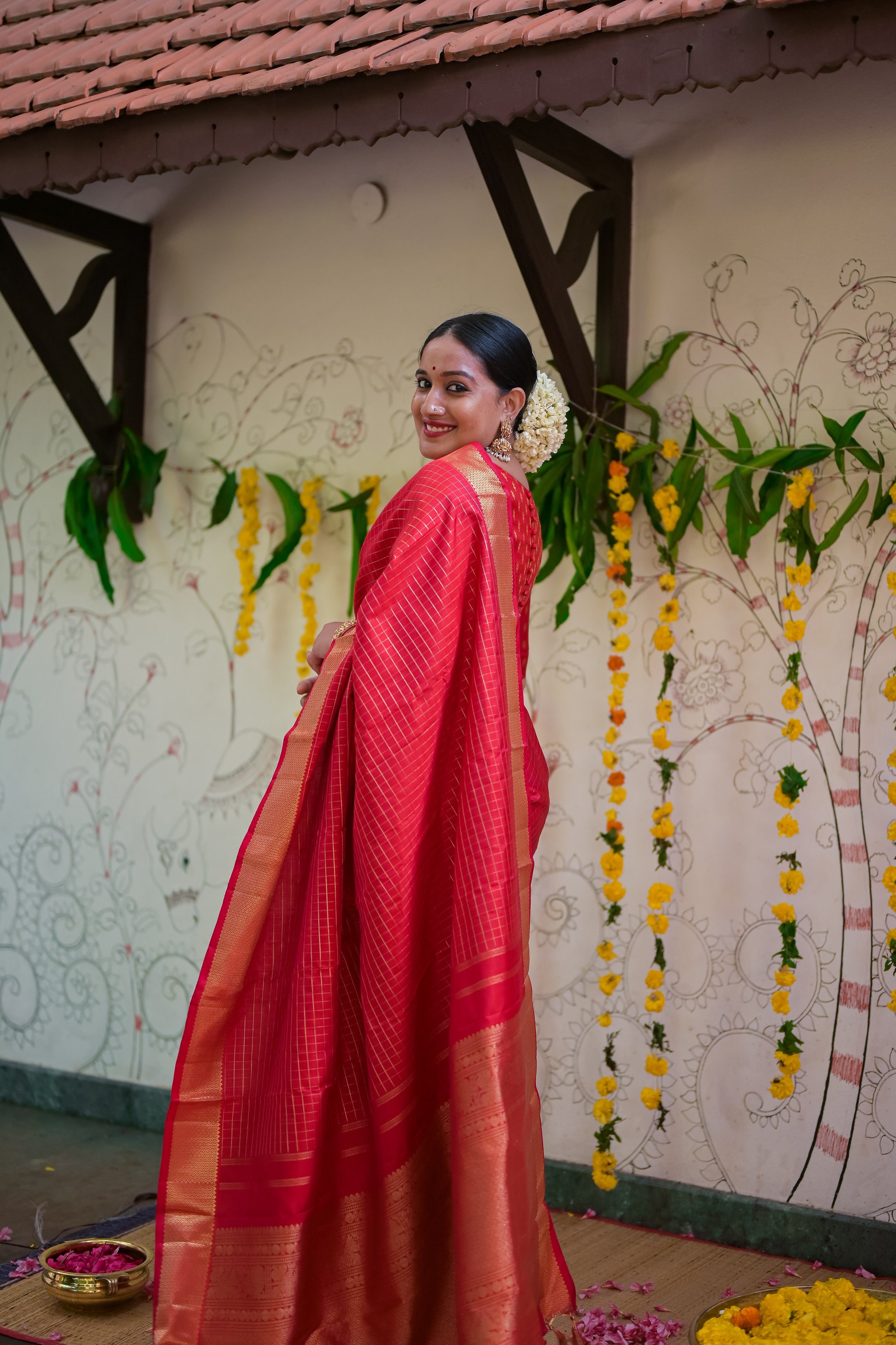 Red Kanjivaram silk