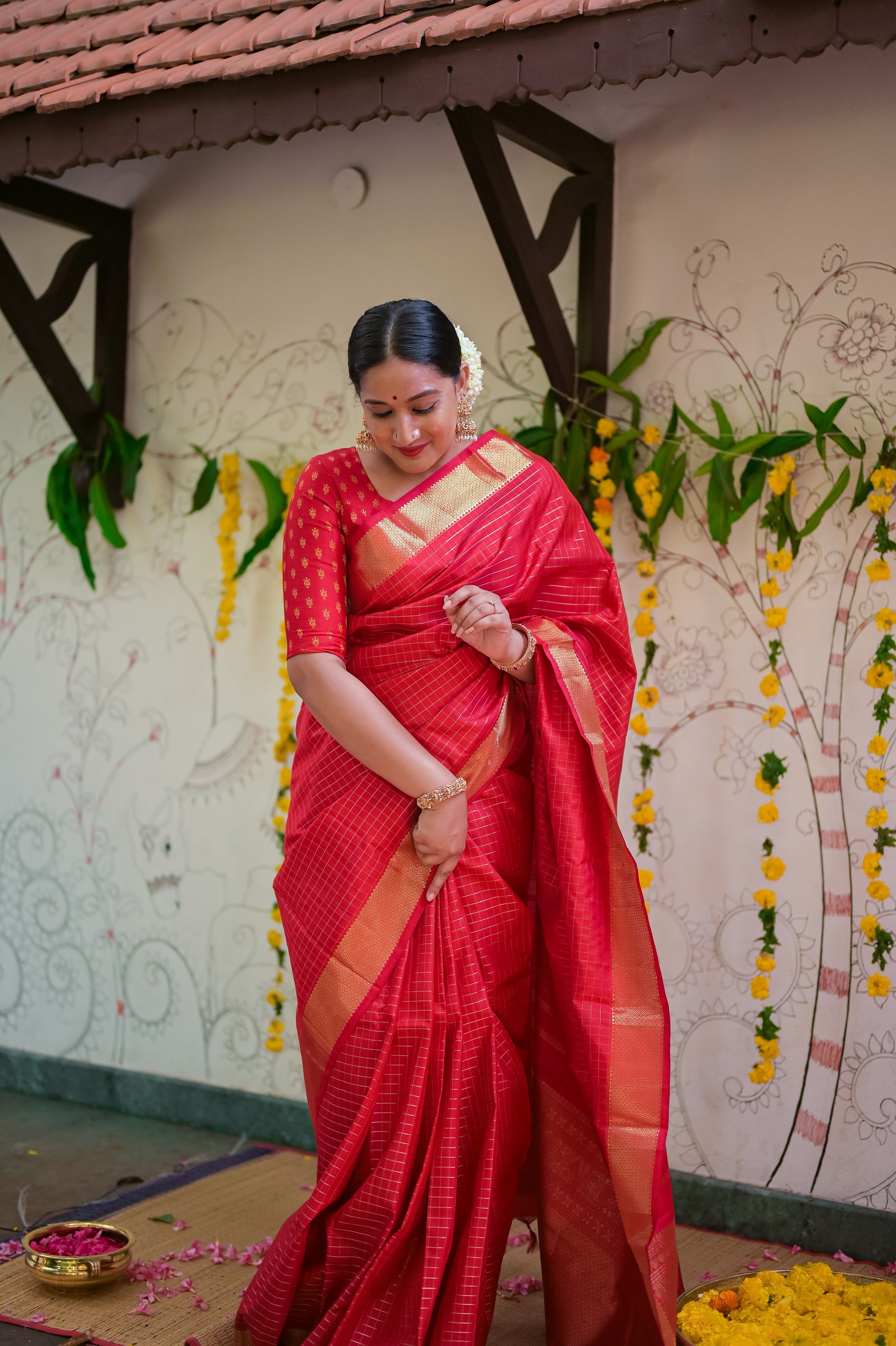 Red Kanjivaram silk