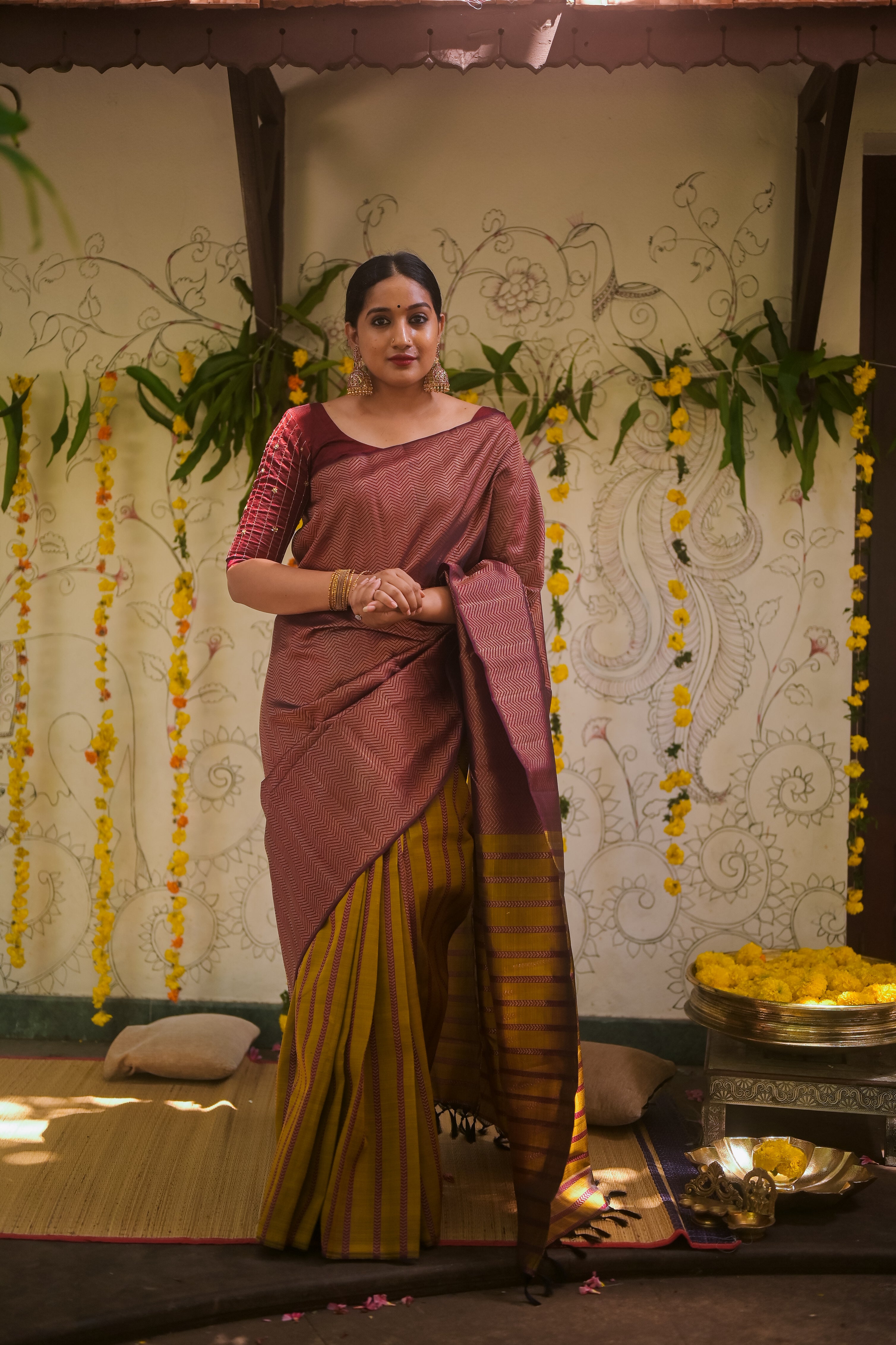 Kanjivaram sari with chevron brocade saree